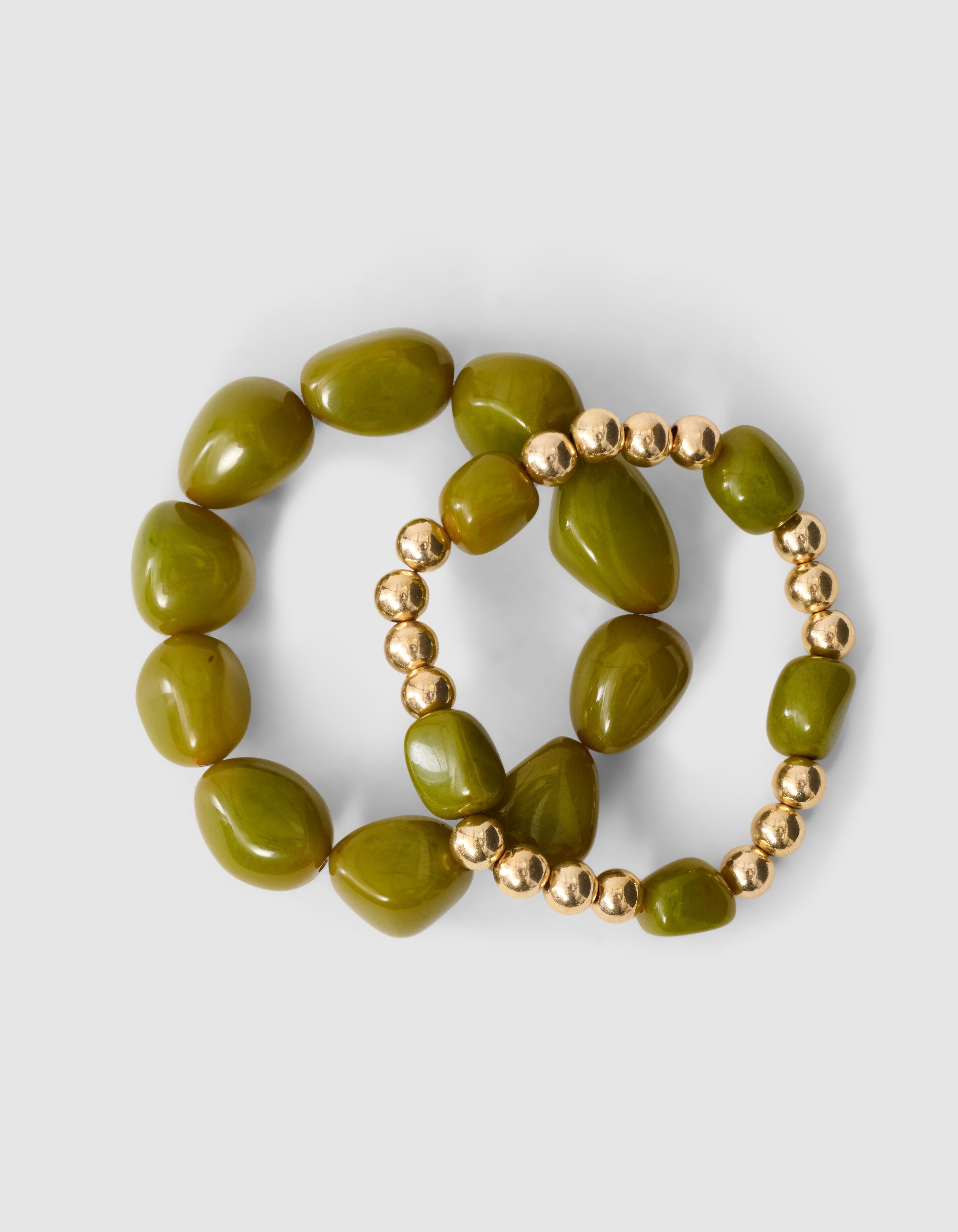 Perlenarmband-Set Dunkelgrün SHOEBY ACCESSOIRES