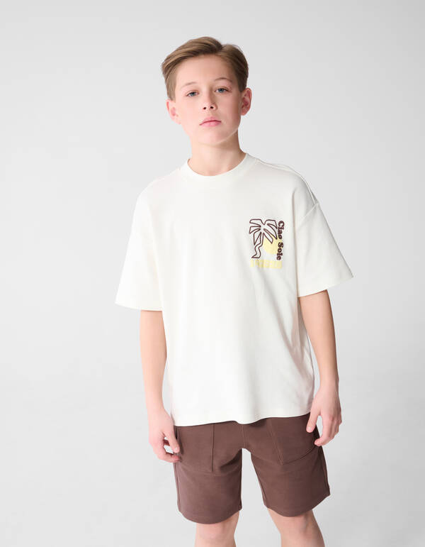 Palm Artwork T-Shirt Gebrochen Wei&szlig; SHOEBY BOYS