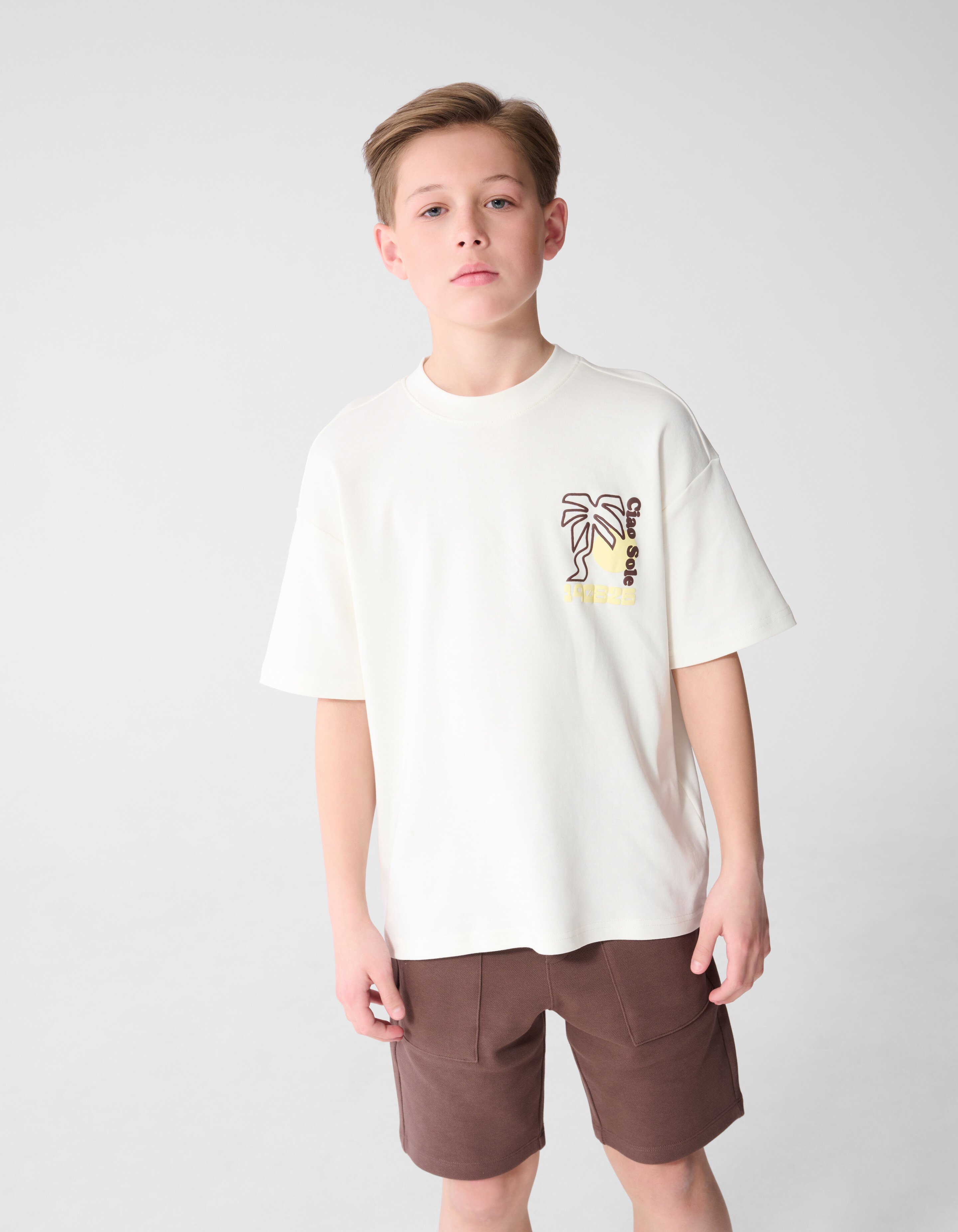 Palm Artwork T-Shirt Gebrochen Wei&szlig; SHOEBY BOYS