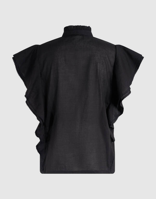 Pintuck-Rüschen-Top Schwarz SHOEBY WOMEN