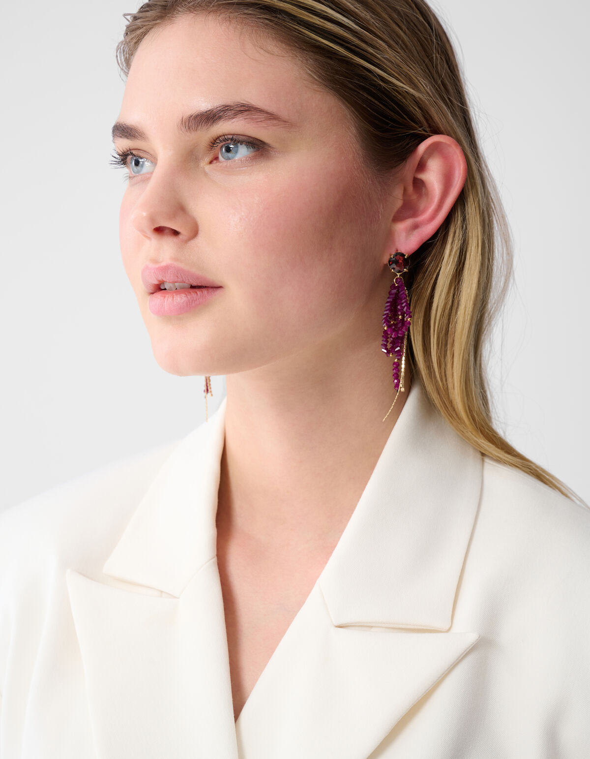 Strass-Ohrringe mit Perlen in Dunkelviolett SHOEBY ACCESSOIRES