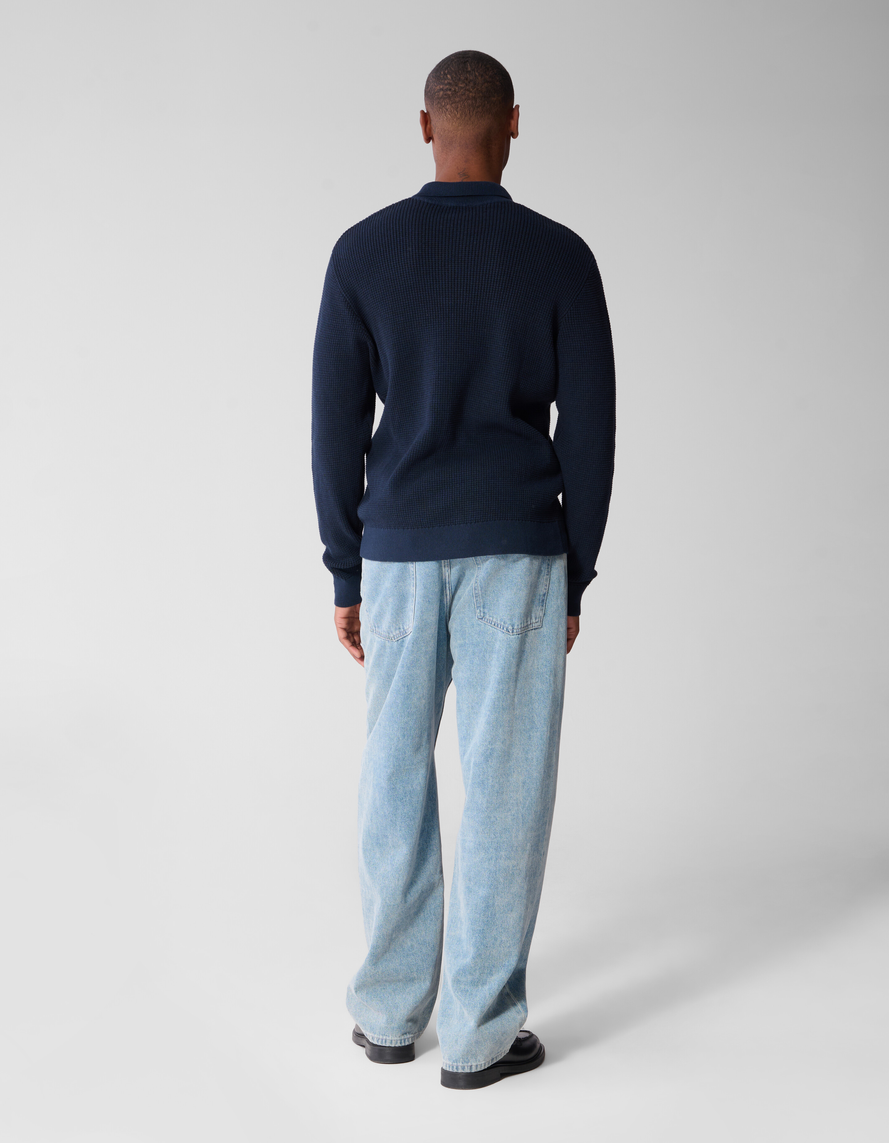 Gestrickte Poloshirt Mit Kn&ouml;pfen Dunkelblau SHOEBY MEN