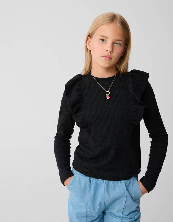 Structuur Ruffle Top Zwart SHOEBY GIRLS