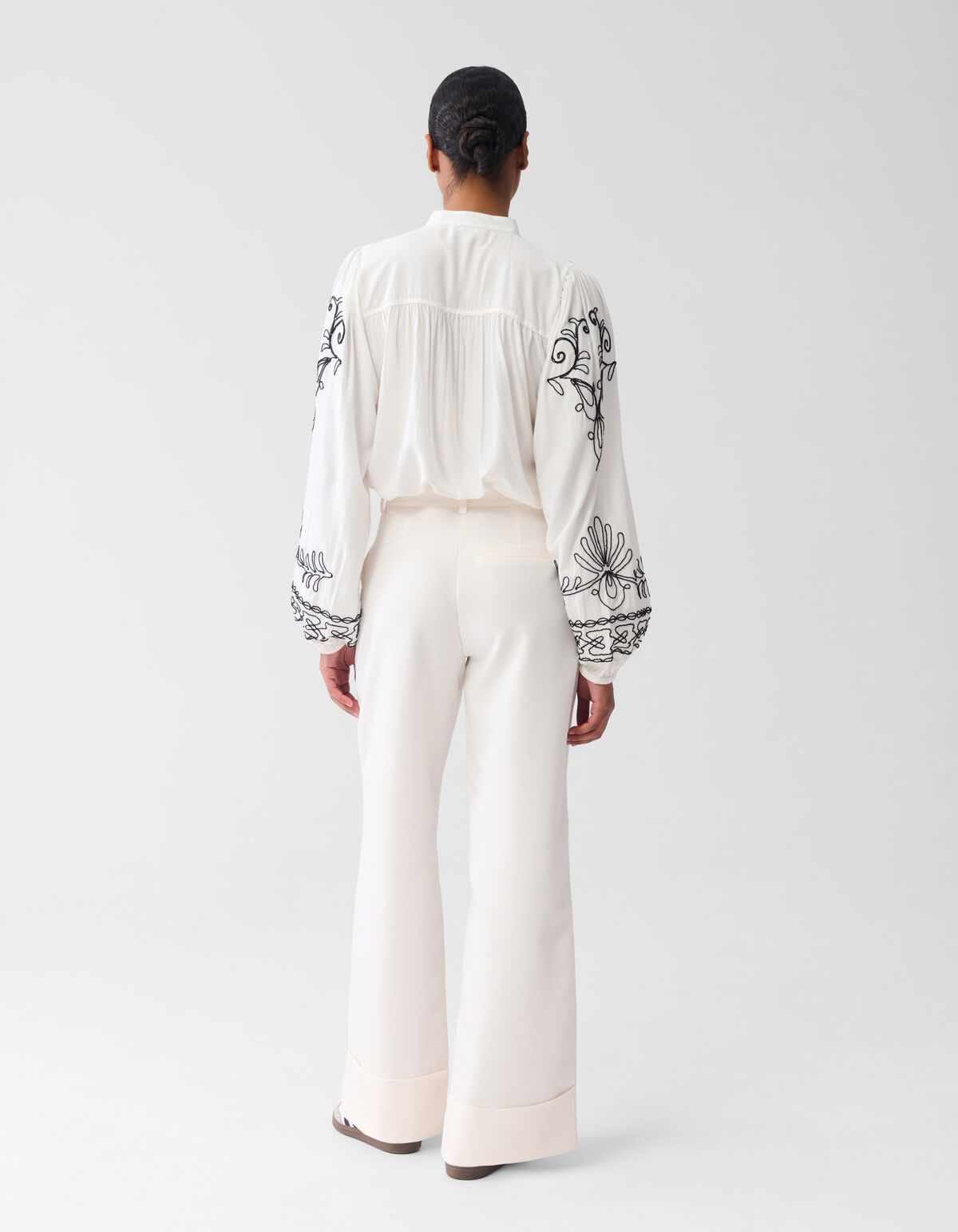 Cord-Stickerei Bluse Gebroken Wit SHOEBY WOMEN