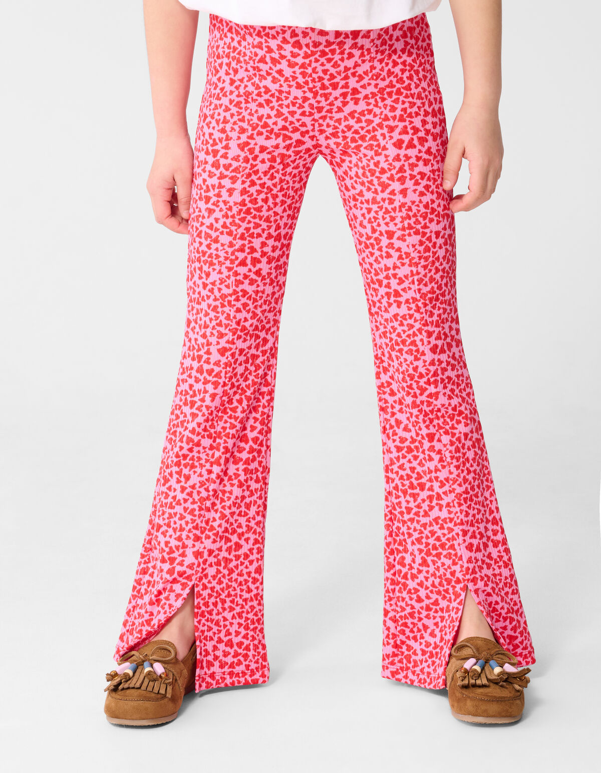 Rib Heart Flaired Legging Rosa SHOEBY GIRLS