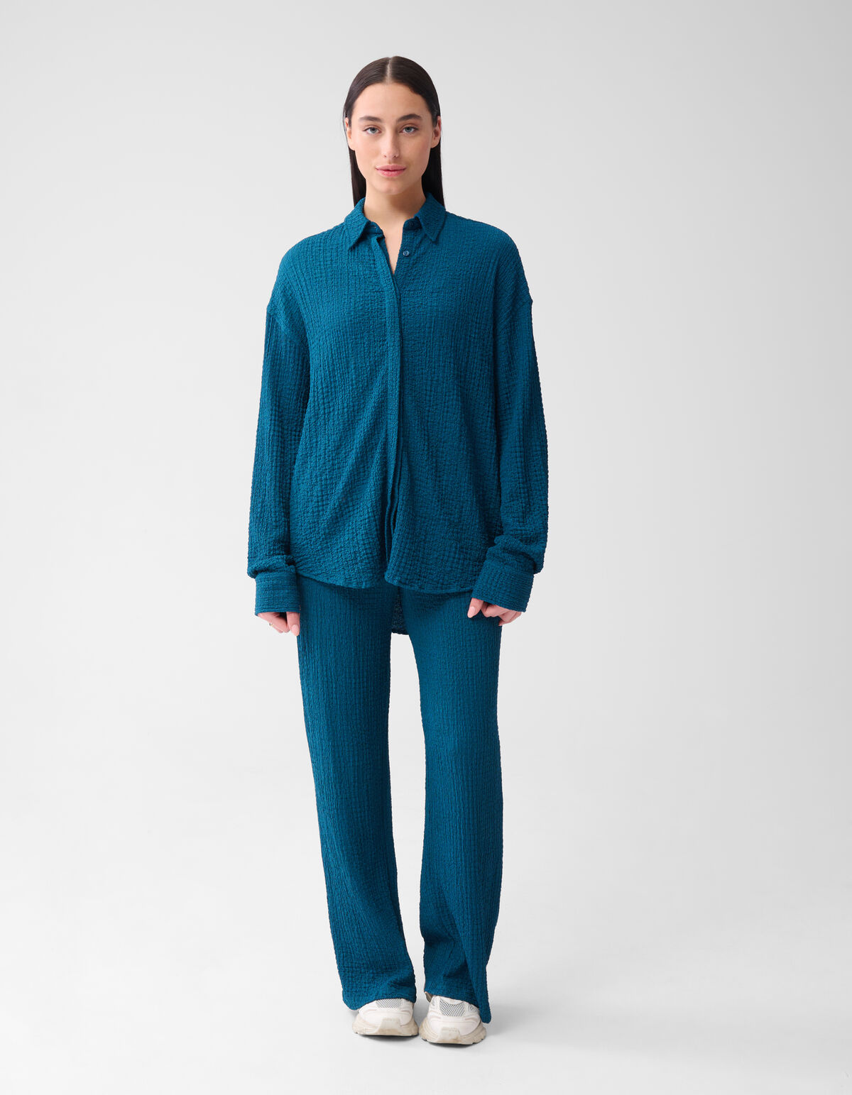 Crinkle-Bluse Dunkelblau SHOEBY WOMEN