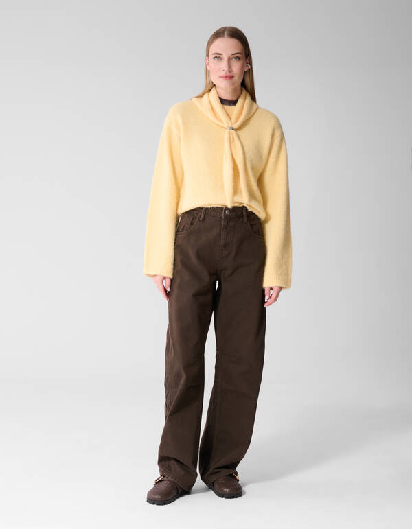 Fluffy Scarf Strickpullover Gelb SHOEBY WOMEN