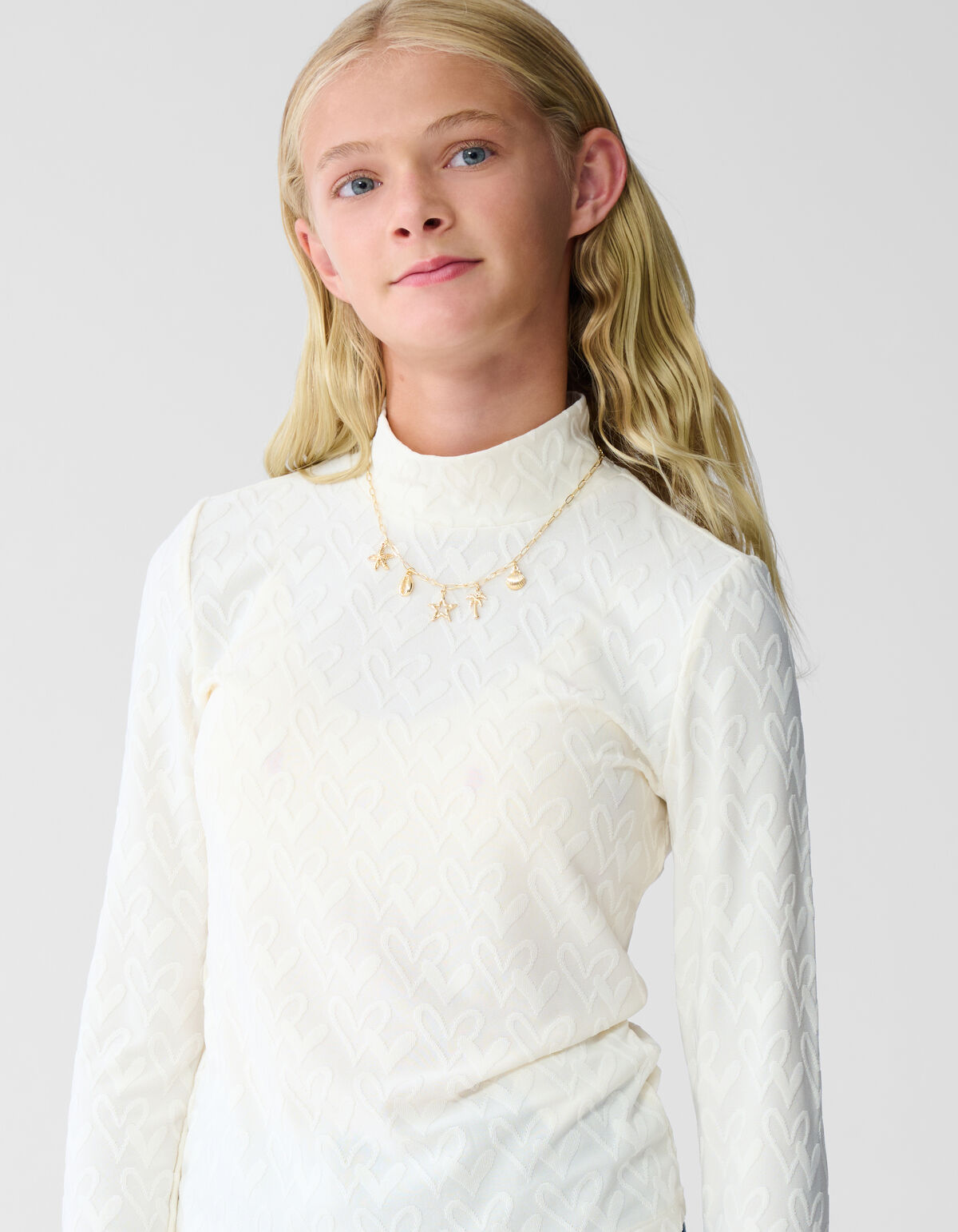 All-Over Herz Oberteil Gebrochen Weiß SHOEBY GIRLS