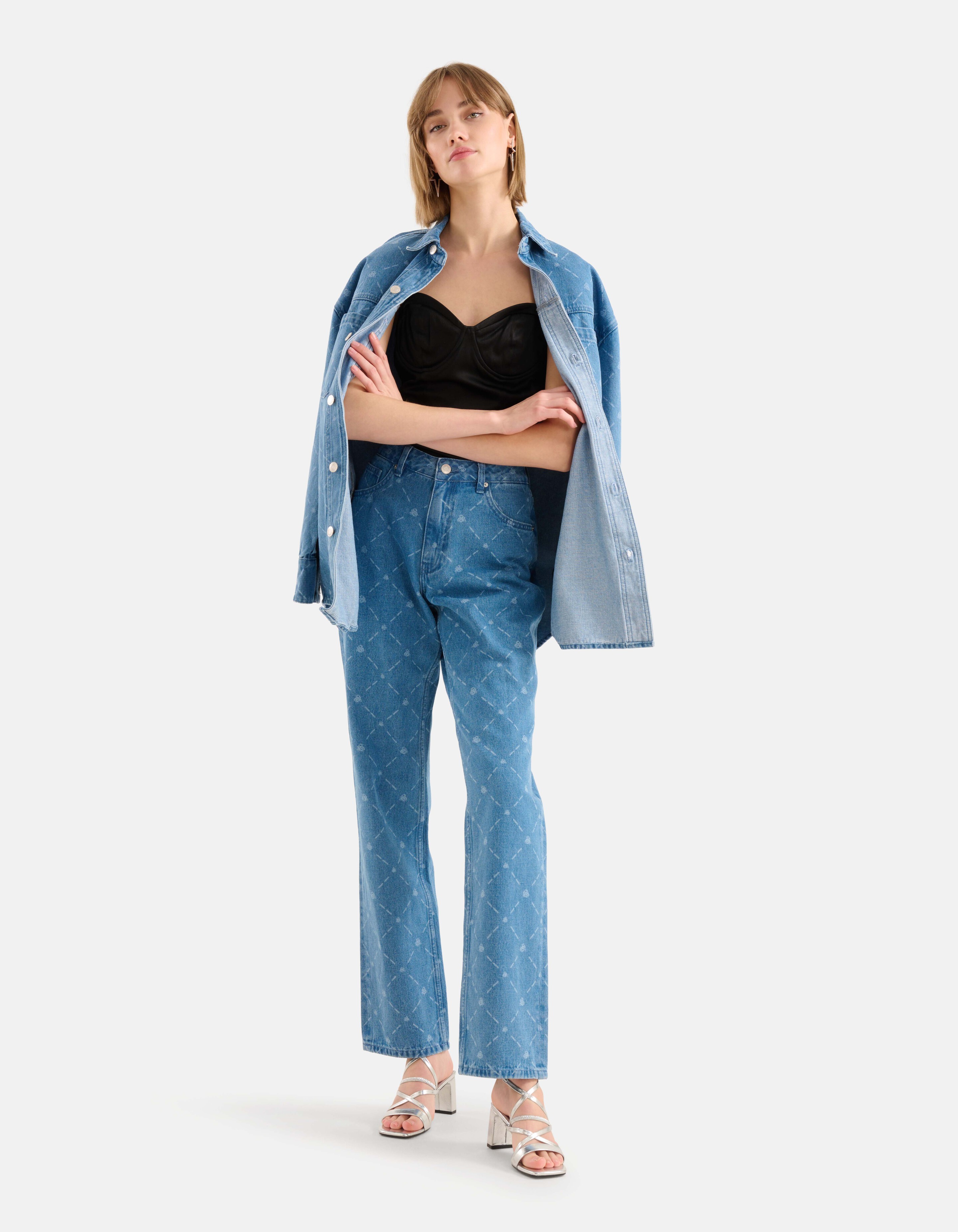 Bedruckte Straight Jeans Blau SHOEBY WOMEN