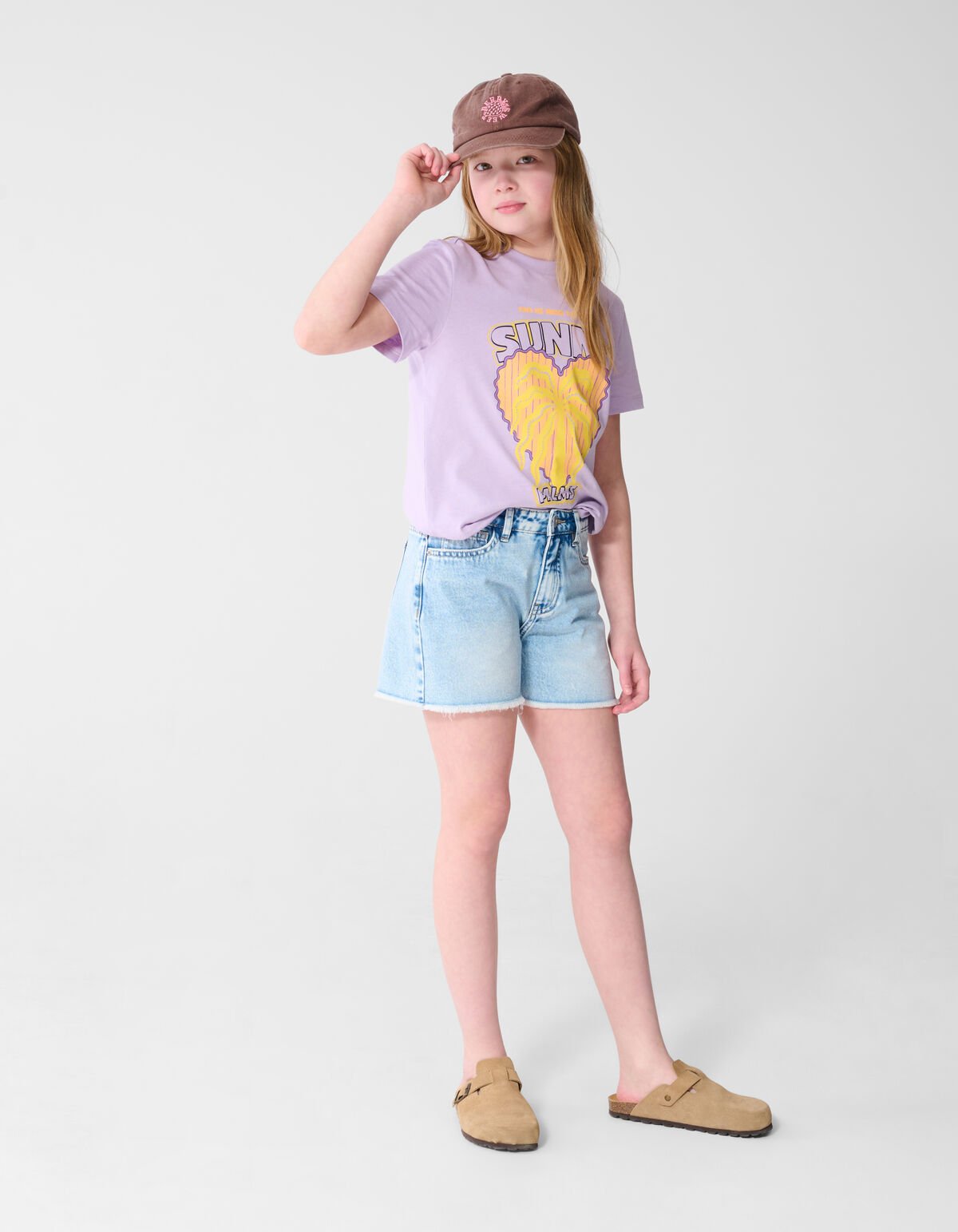 Sunny Palms Artwork T-Shirt Helllila SHOEBY GIRLS