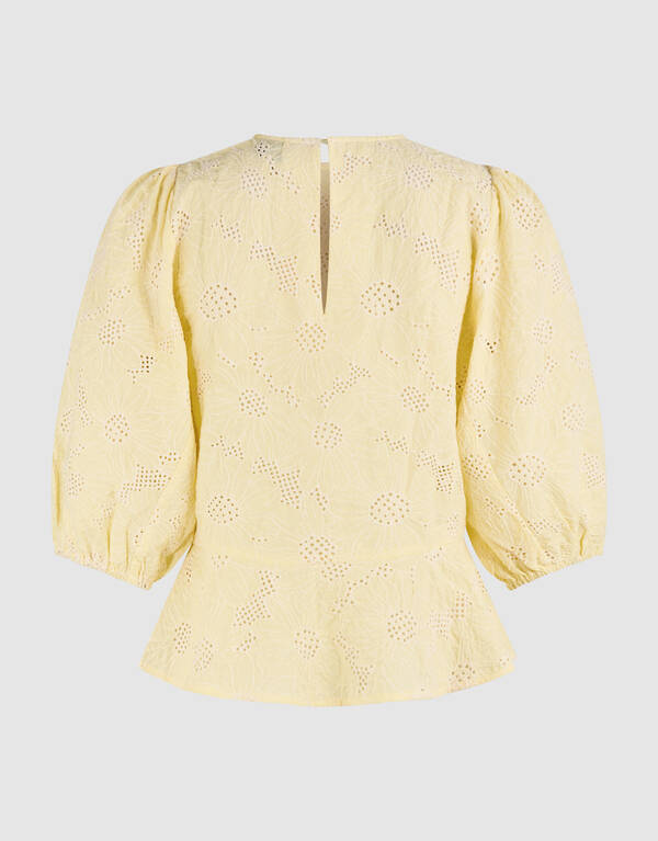 Blumenstruktur Top Hellgelb SHOEBY WOMEN