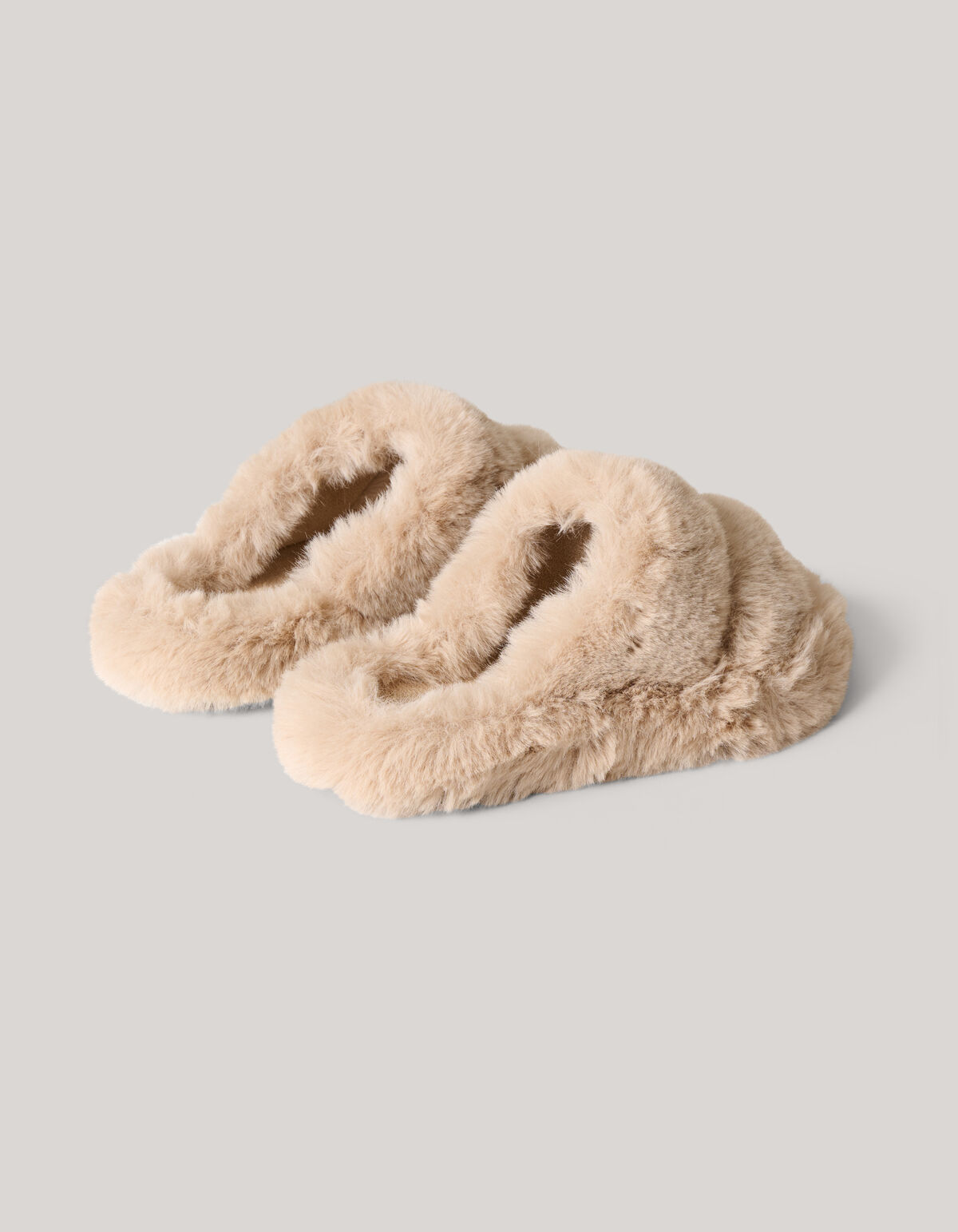 Flauschige Sandalen Hellbraun SHOEBY SHOES
