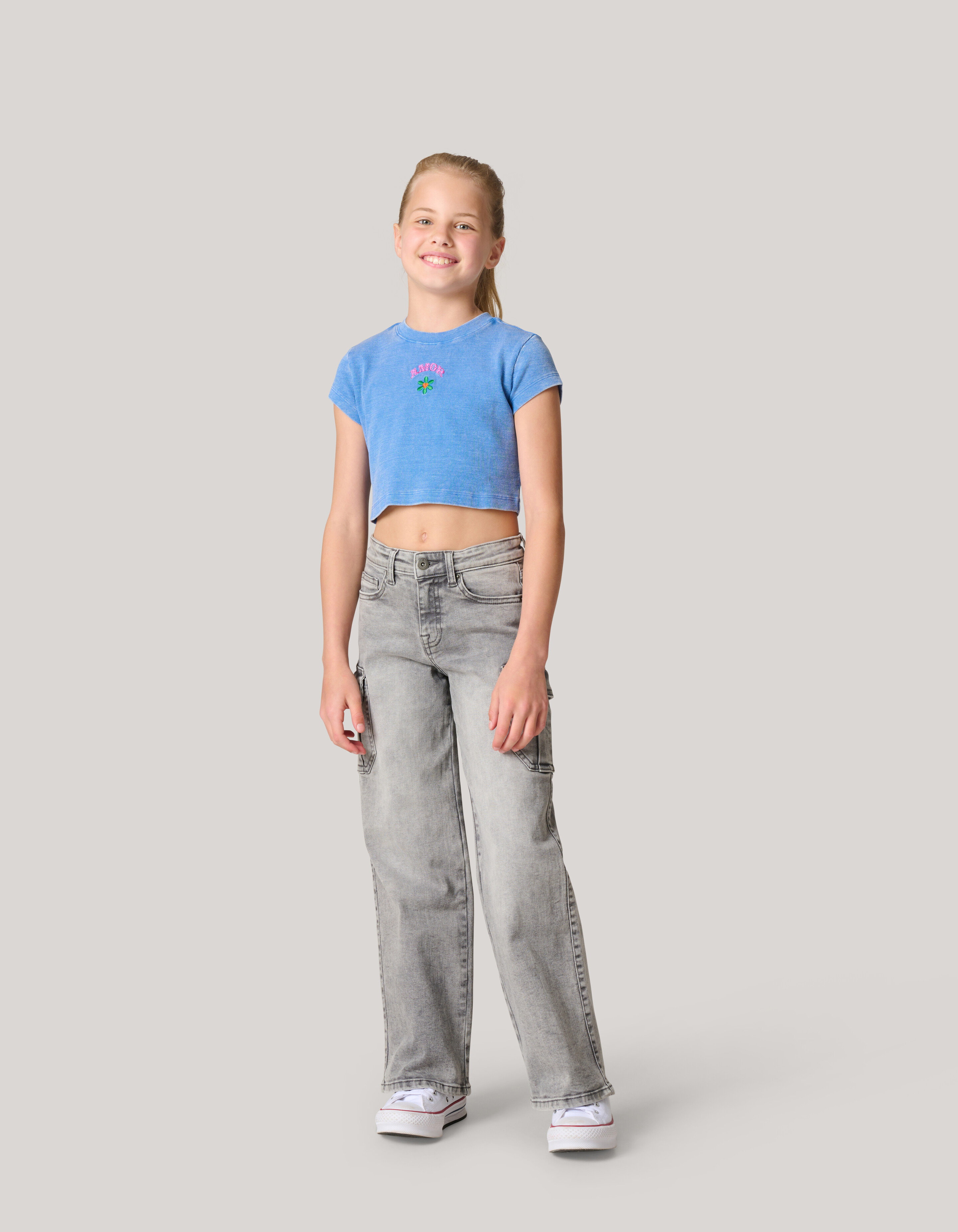 Besticktes Crop Top Blau SHOEBY GIRLS