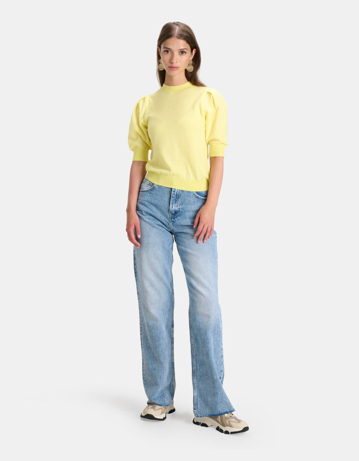 Stricktop mit Puffärmeln Gelb SHOEBY WOMEN