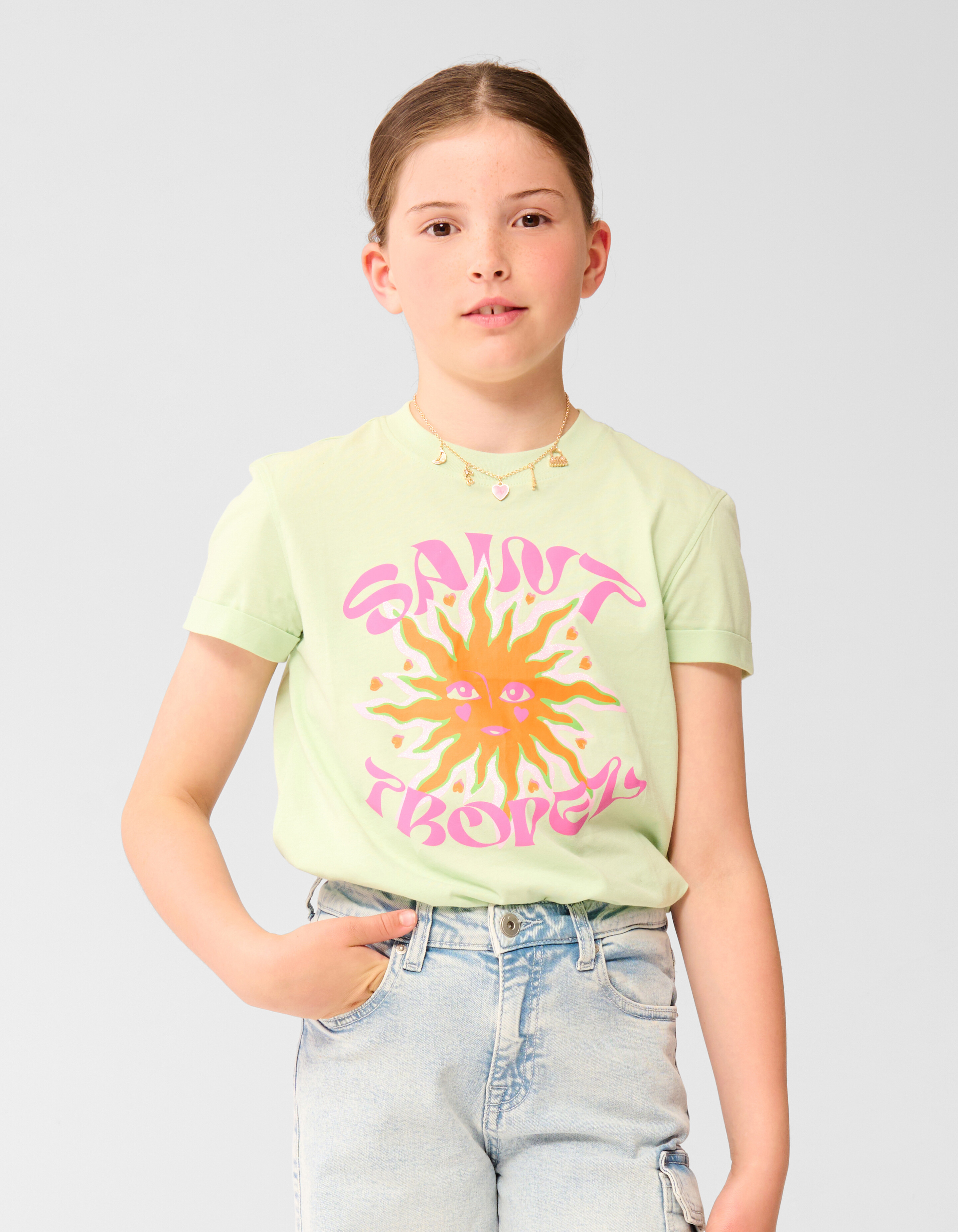 Saint Tropez Artwork T-shirt Hellgrün SHOEBY GIRLS