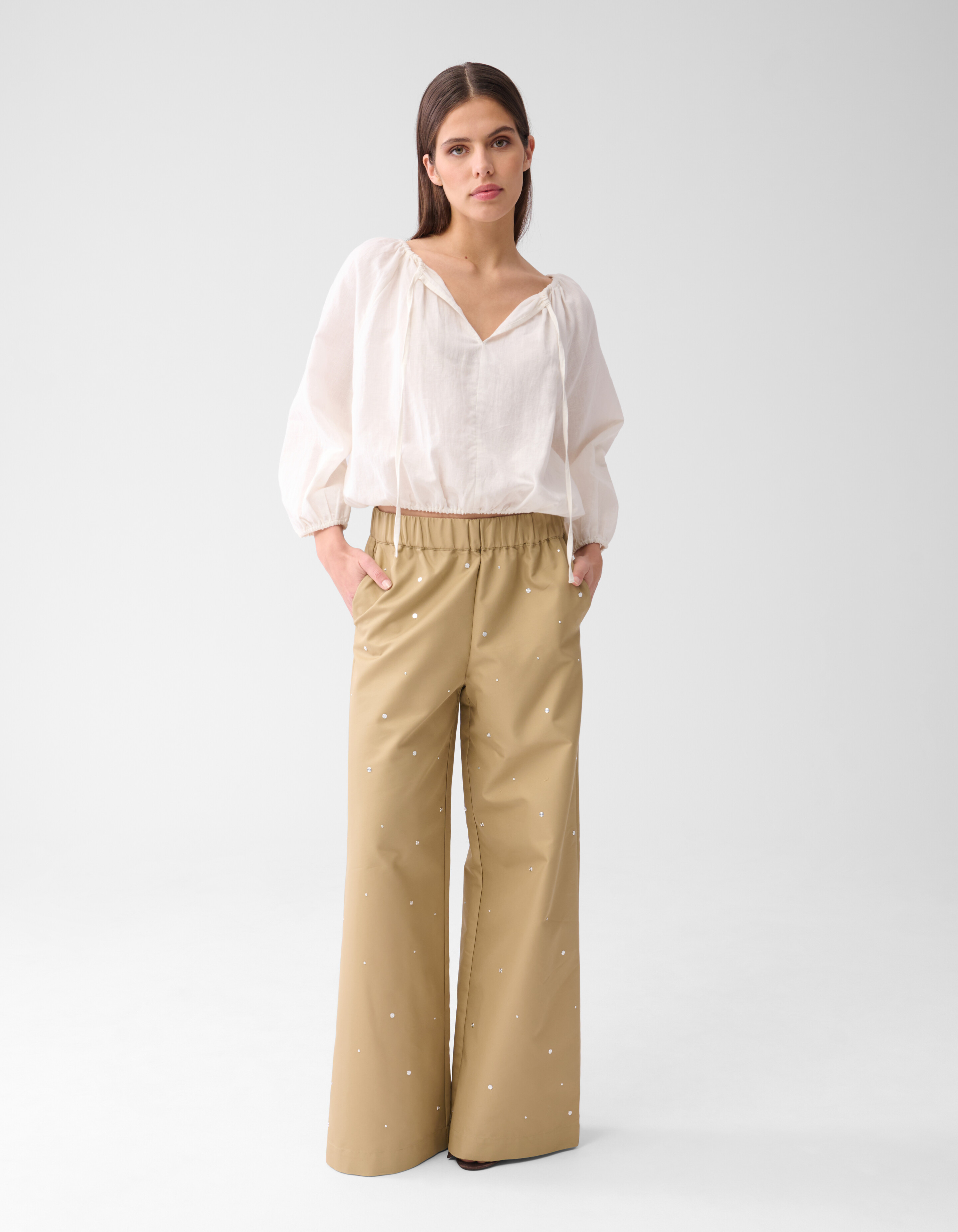 Studs Wide Leg Trousers Sand By Mieke SHOEBY WOMEN
