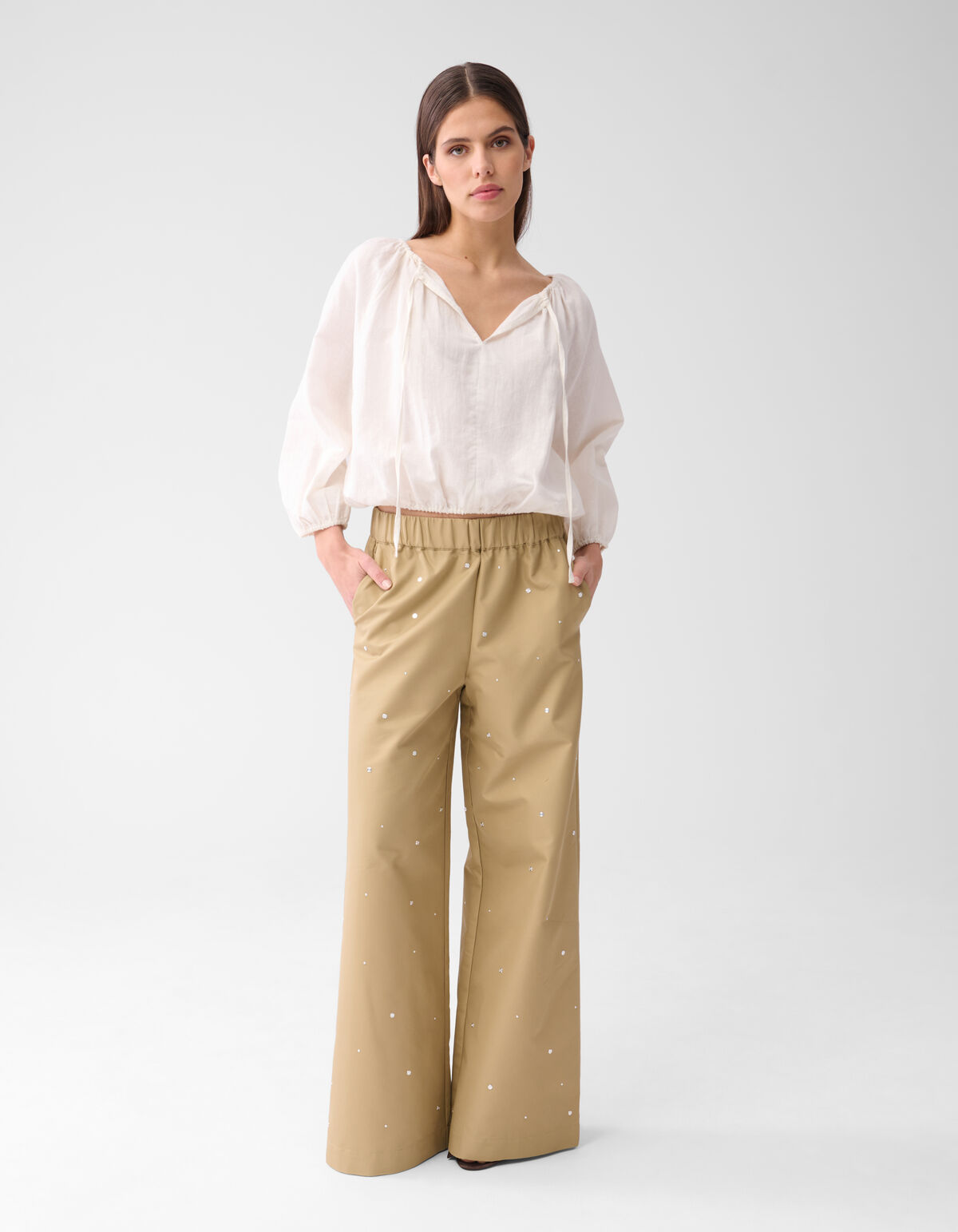Studs Wide Leg Trousers Sand By Mieke SHOEBY WOMEN