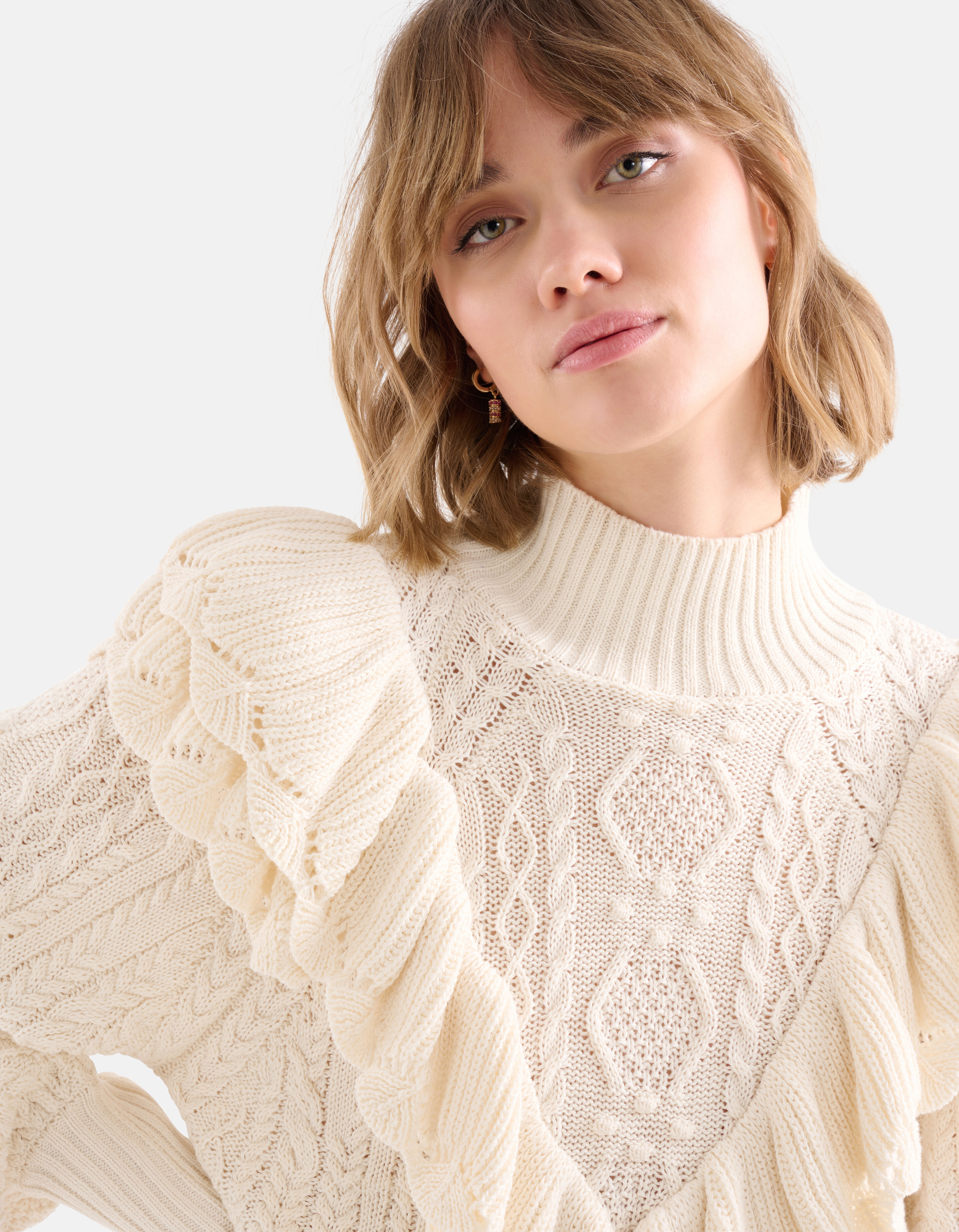 Rüschen-Pullover Off White SHOEBY WOMEN