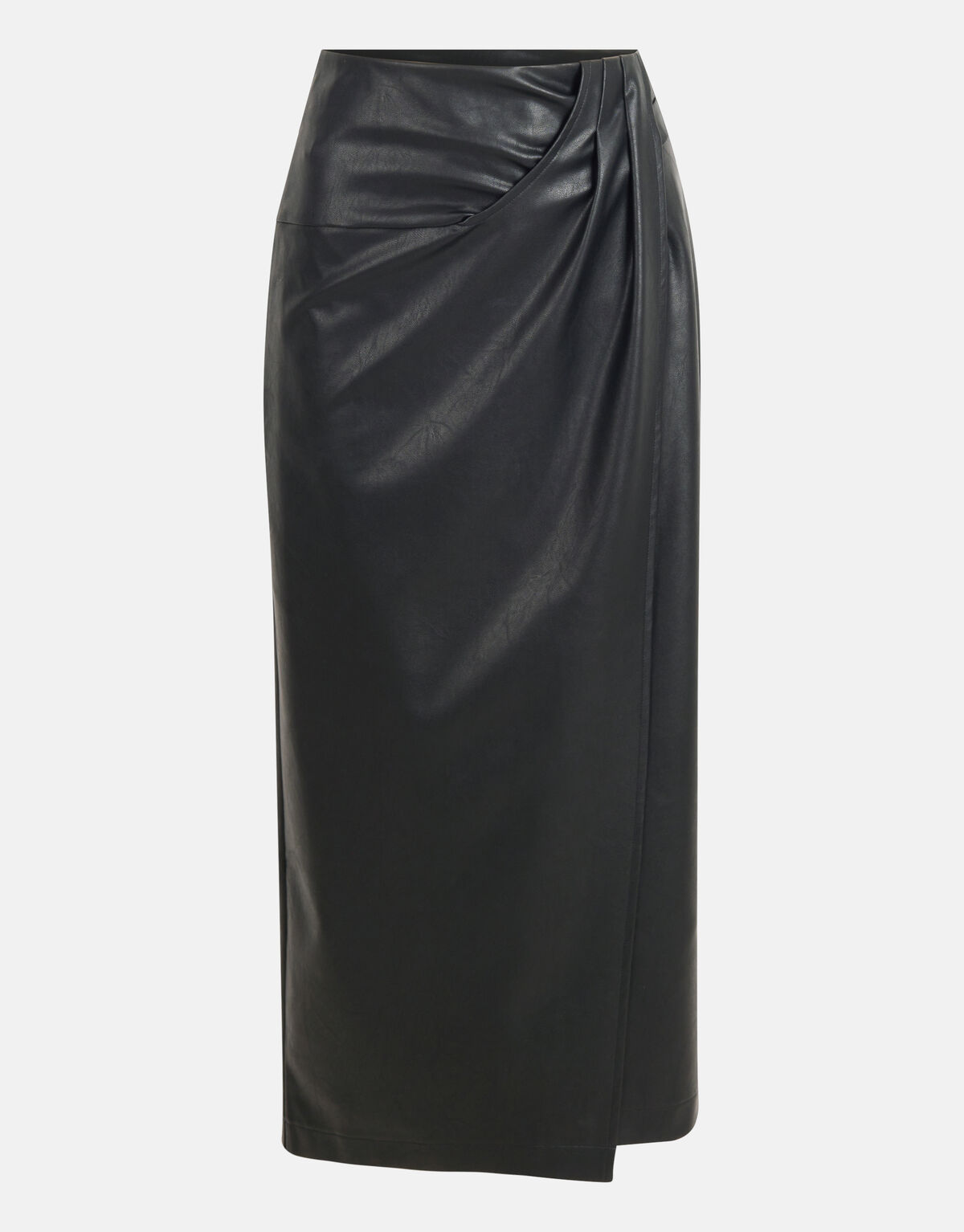 Veganer Midirock aus Leder Schwarz SHOEBY WOMEN