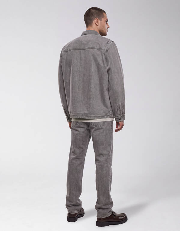 Relaxed Washed Denim Overshirt Grau SHOEBY MEN