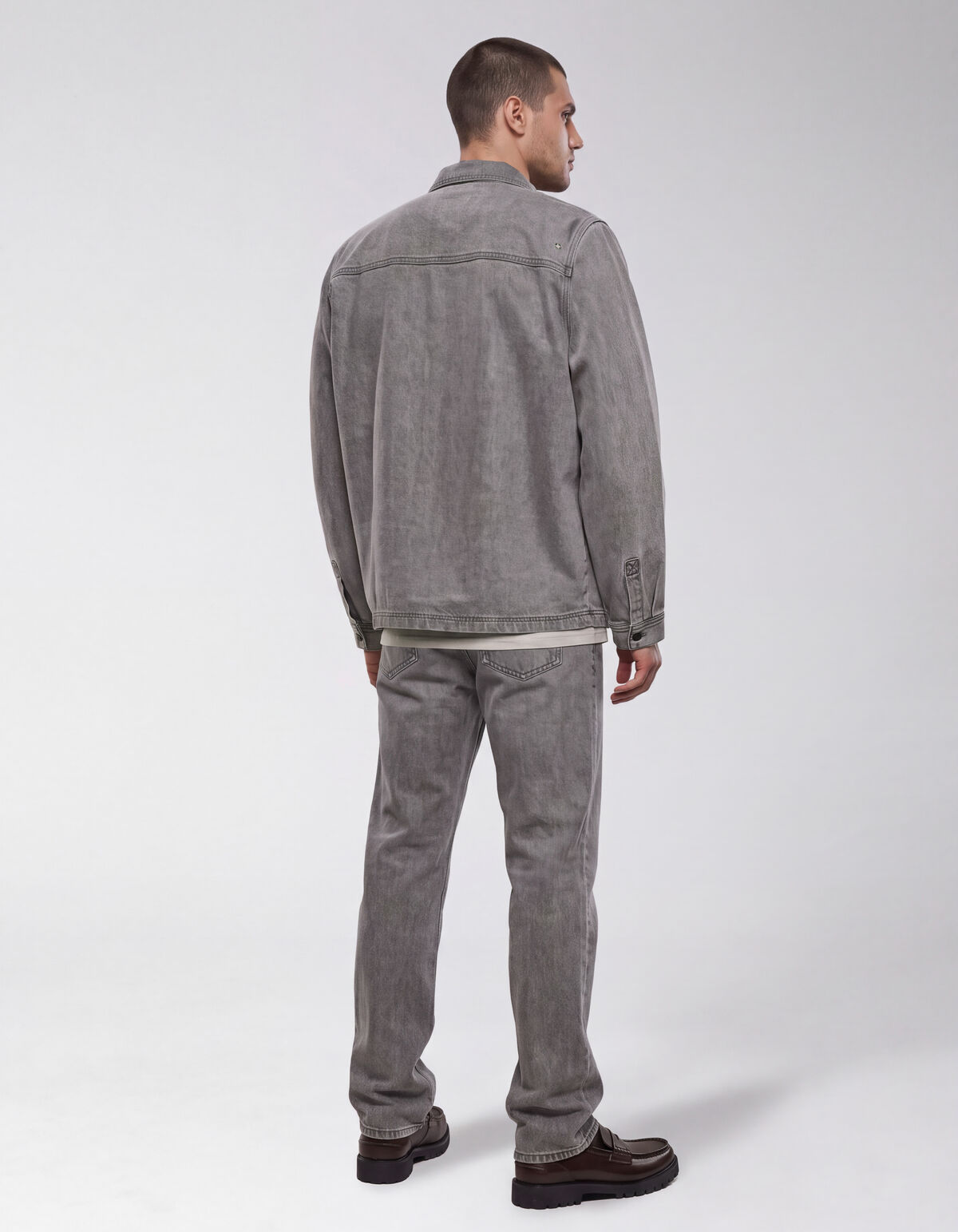 Relaxed Washed Denim Overshirt Grau SHOEBY MEN