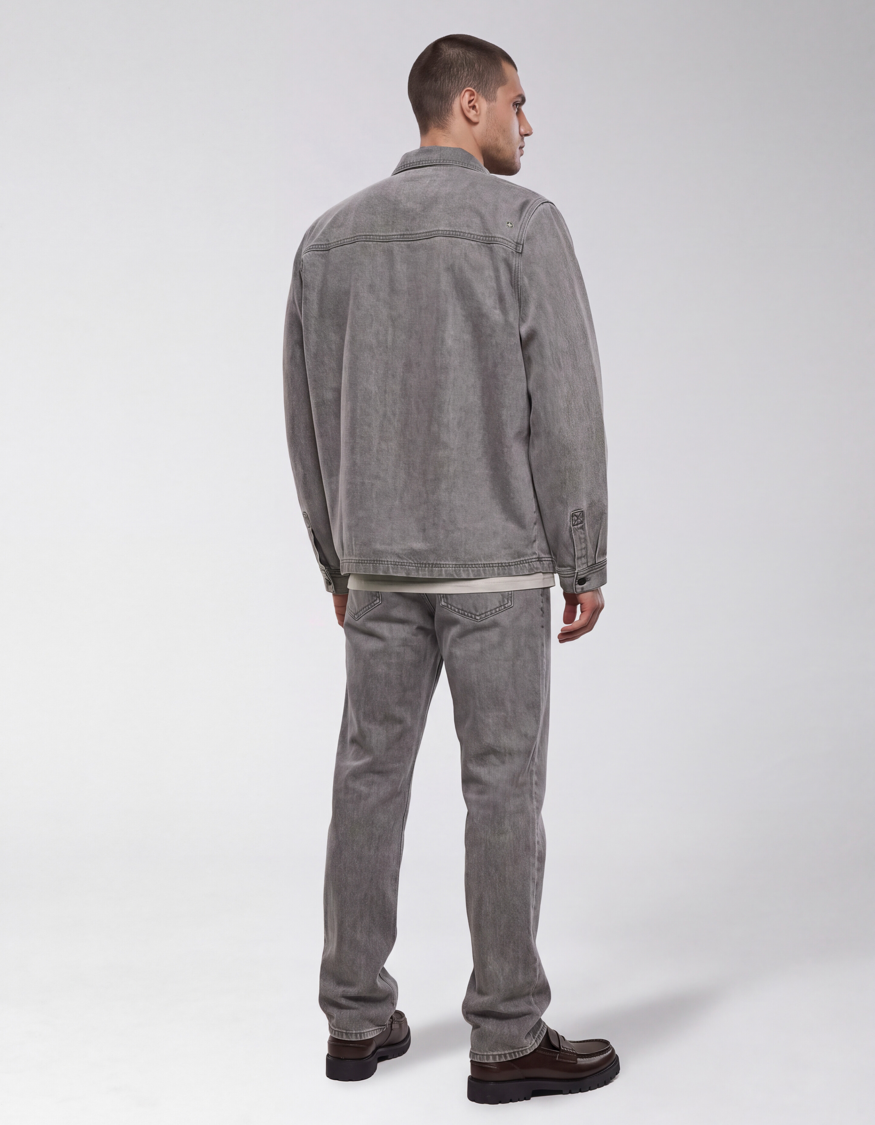 Relaxed Washed Denim Overshirt Grau SHOEBY MEN