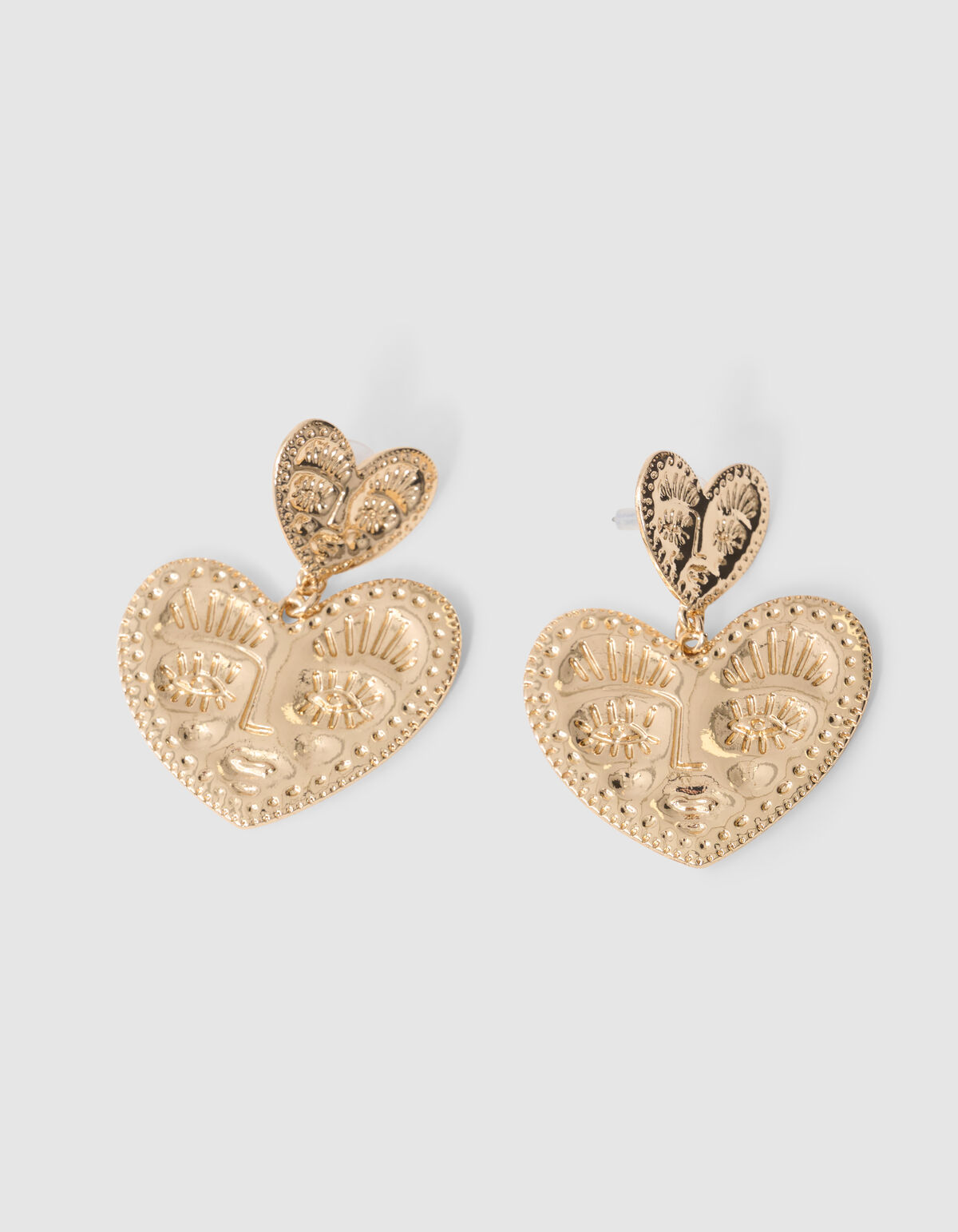 Gesicht Herz Ohrringe Gold SHOEBY ACCESSOIRES