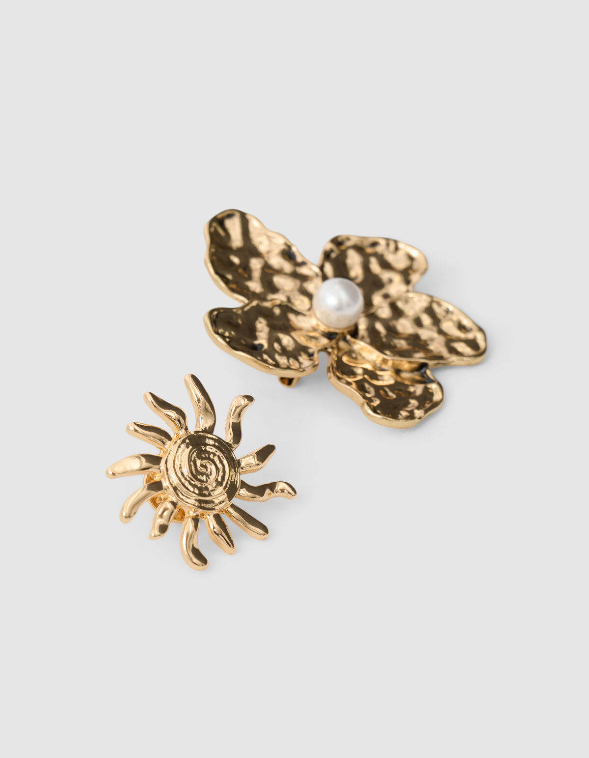 Hammered Flower/Sonnenbroschen-Set Gold SHOEBY ACCESSOIRES