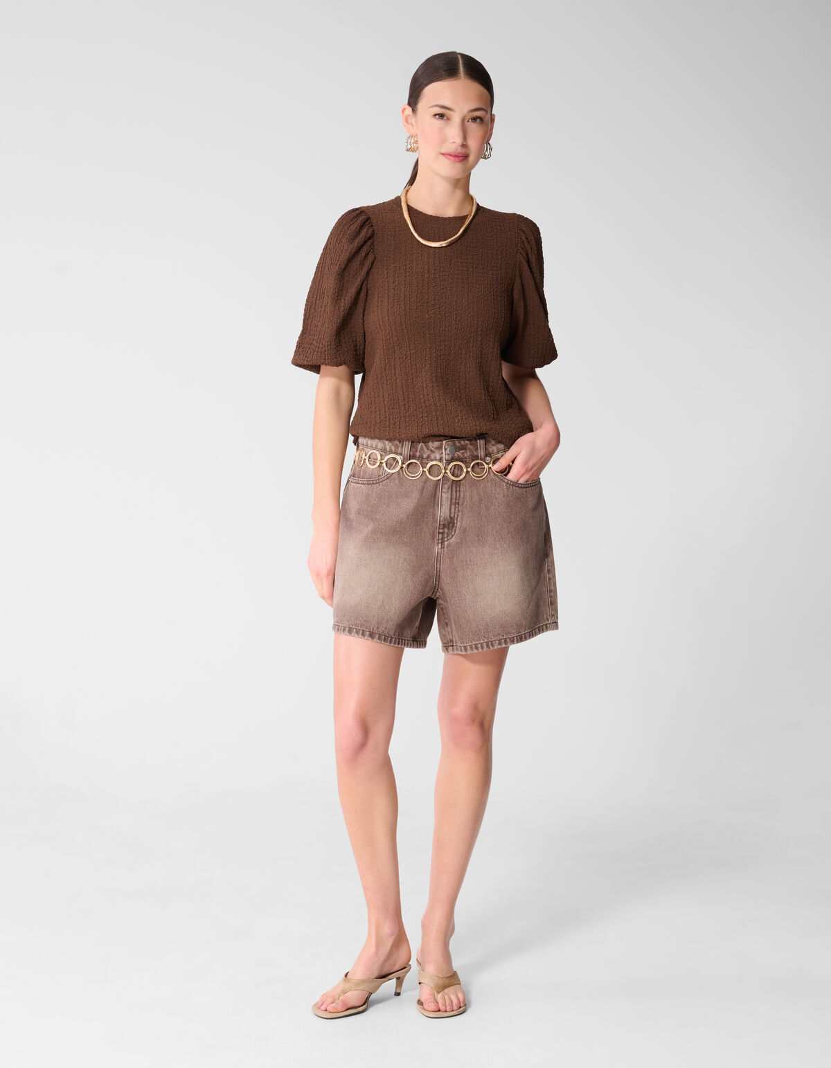 Knitter-Top Ballon Braun SHOEBY WOMEN