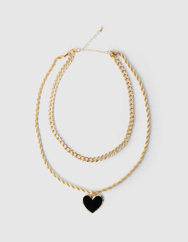 Vintage Layered Heart Halskette Gold SHOEBY ACCESSOIRES