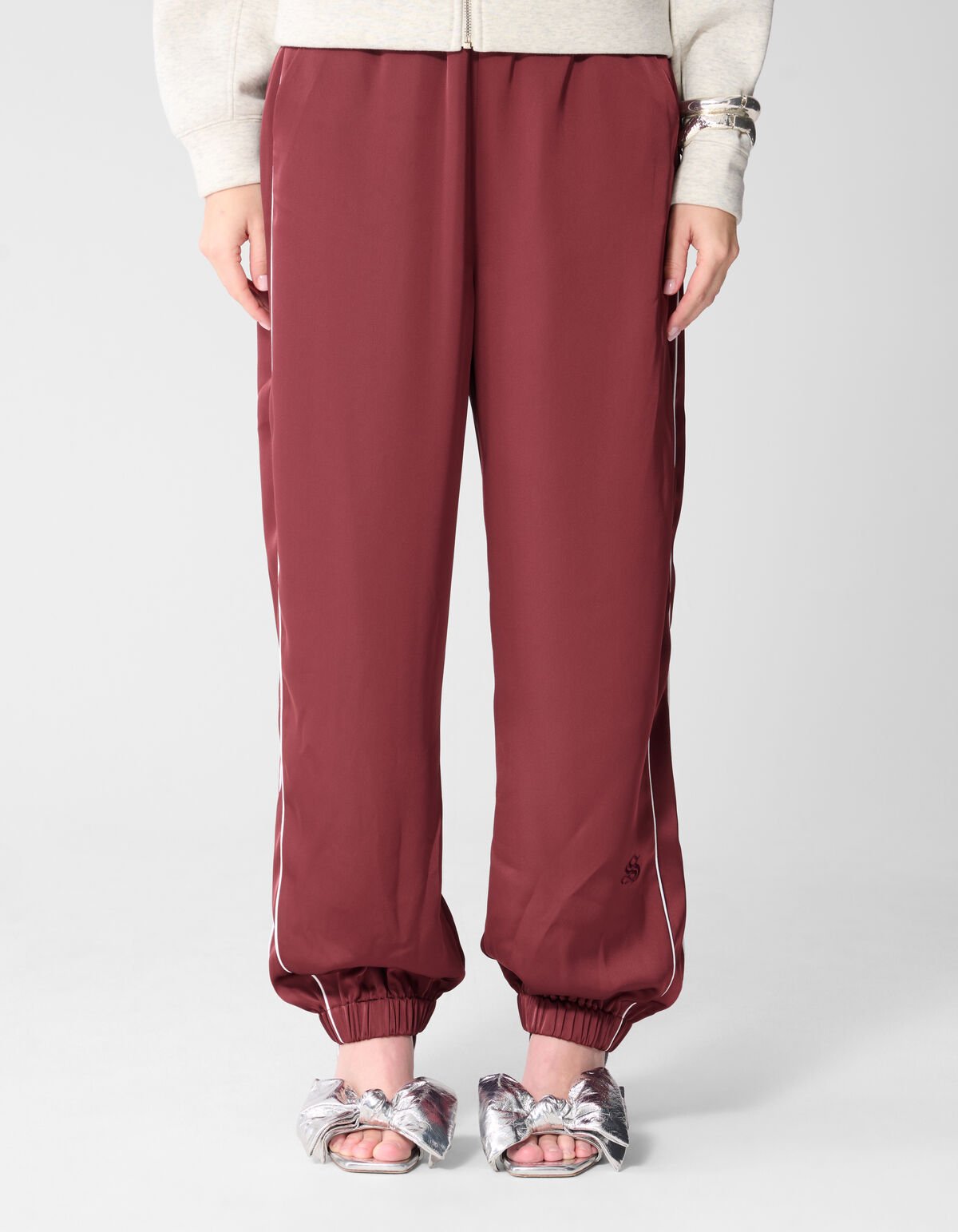 Satin-Kontrast-Jogger Dunkelrot SHOEBY WOMEN