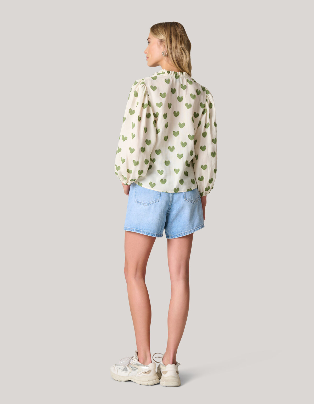 Bedruckte Herzbluse Off White SHOEBY WOMEN