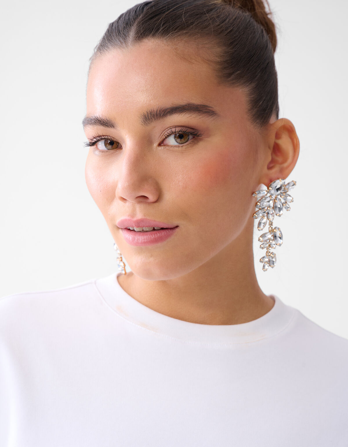 Große Strass-Ohrringe Silber SHOEBY ACCESSOIRES