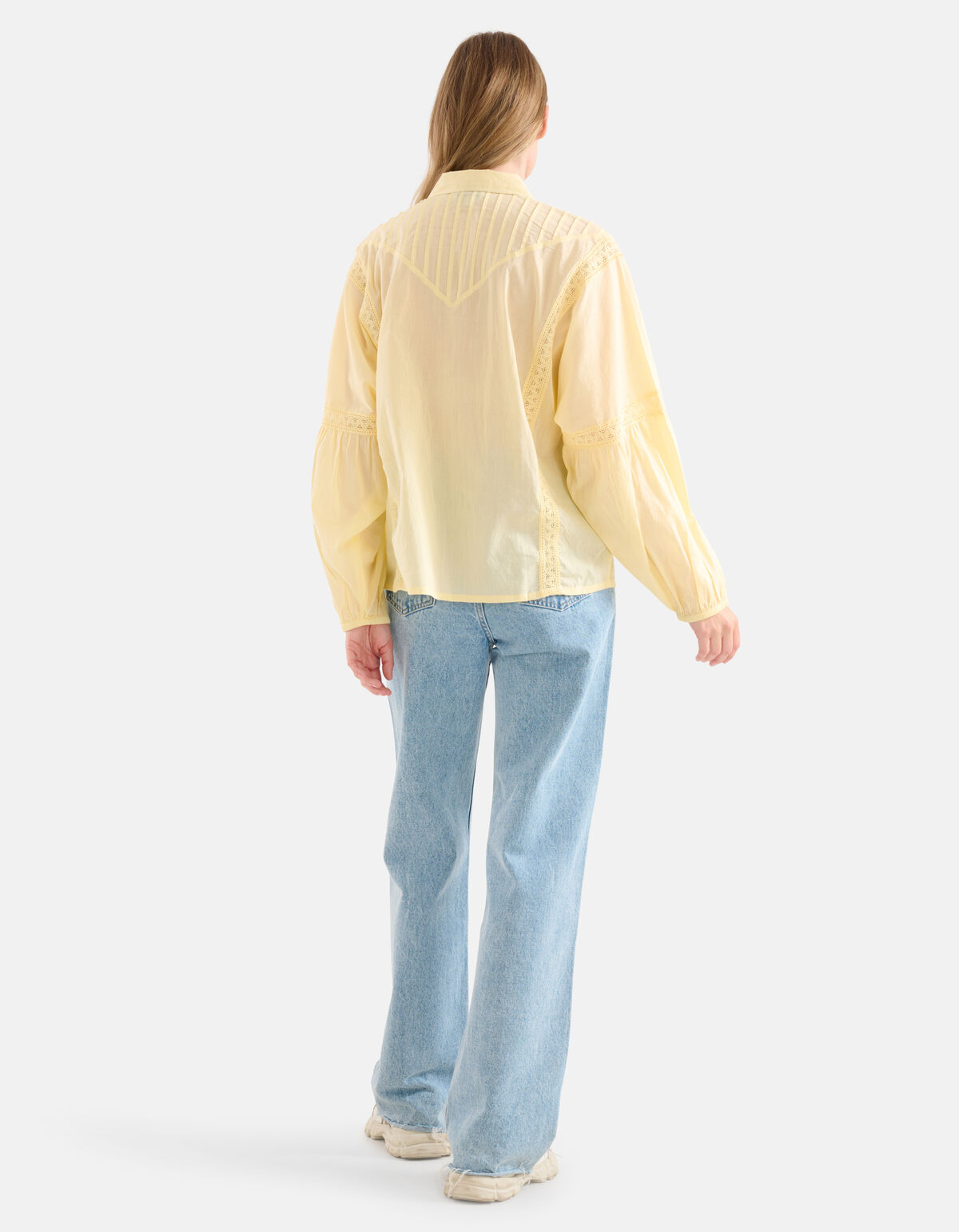 Bluse mit Stickerei Hellgelb SHOEBY WOMEN