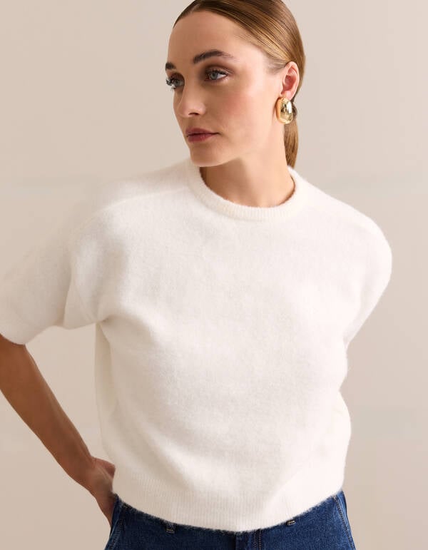 Kurzärmliges Stricktop Off White von Mieke SHOEBY WOMEN