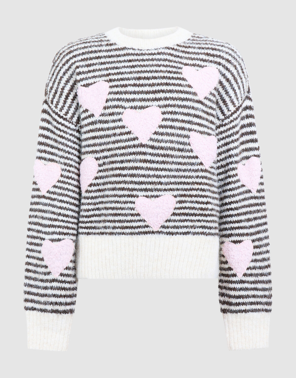 Gestreifter Heart Pullover Cremewei&szlig; SHOEBY GIRLS