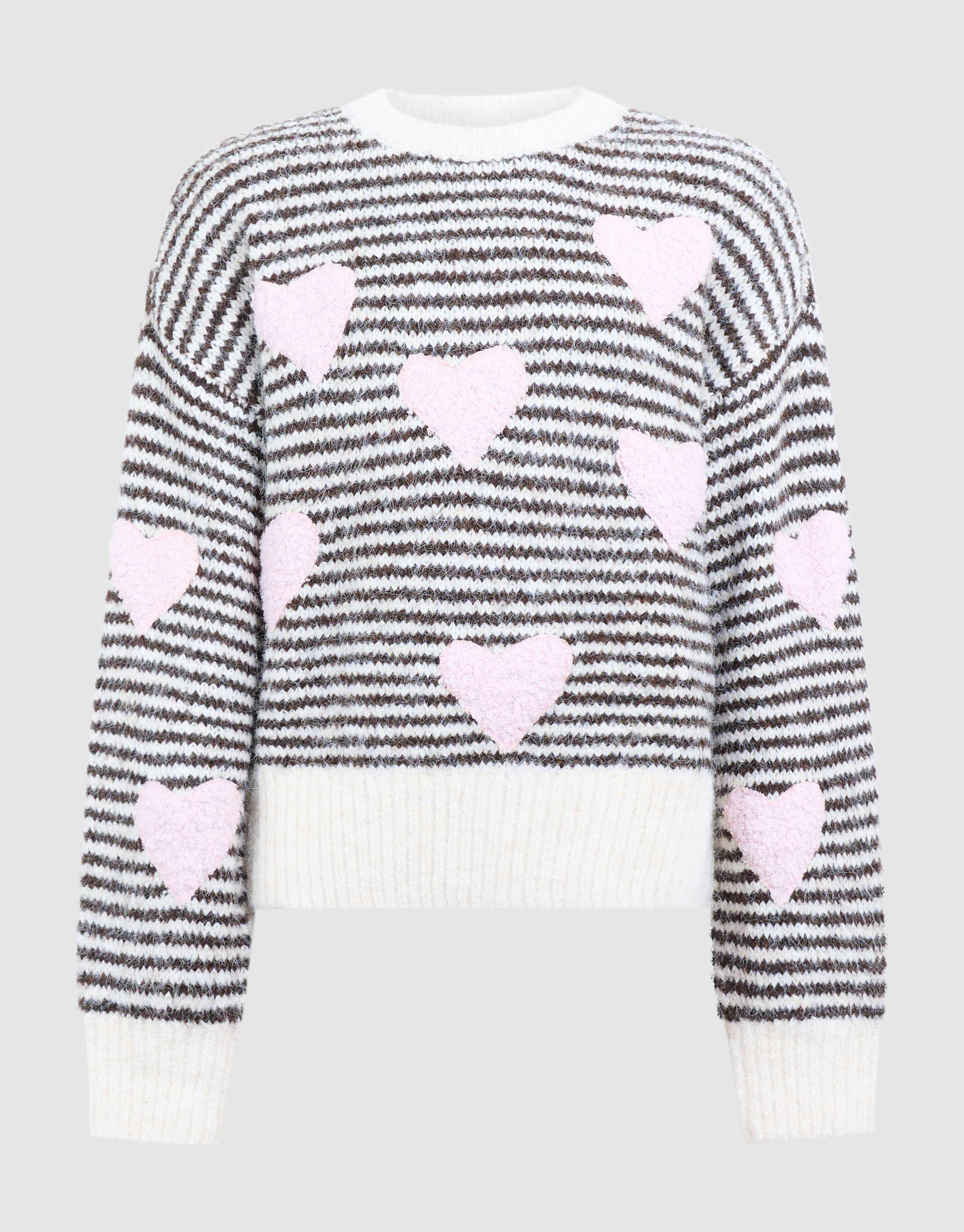 Gestreifter Heart Pullover Cremewei&szlig; SHOEBY GIRLS