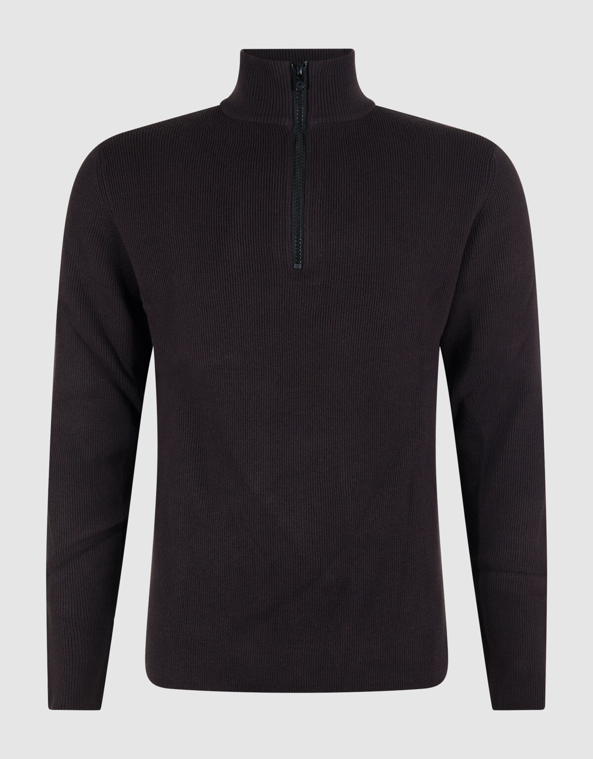 Pullover mit halbem Reißverschluss, Strick, Dunkel SHOEBY MEN