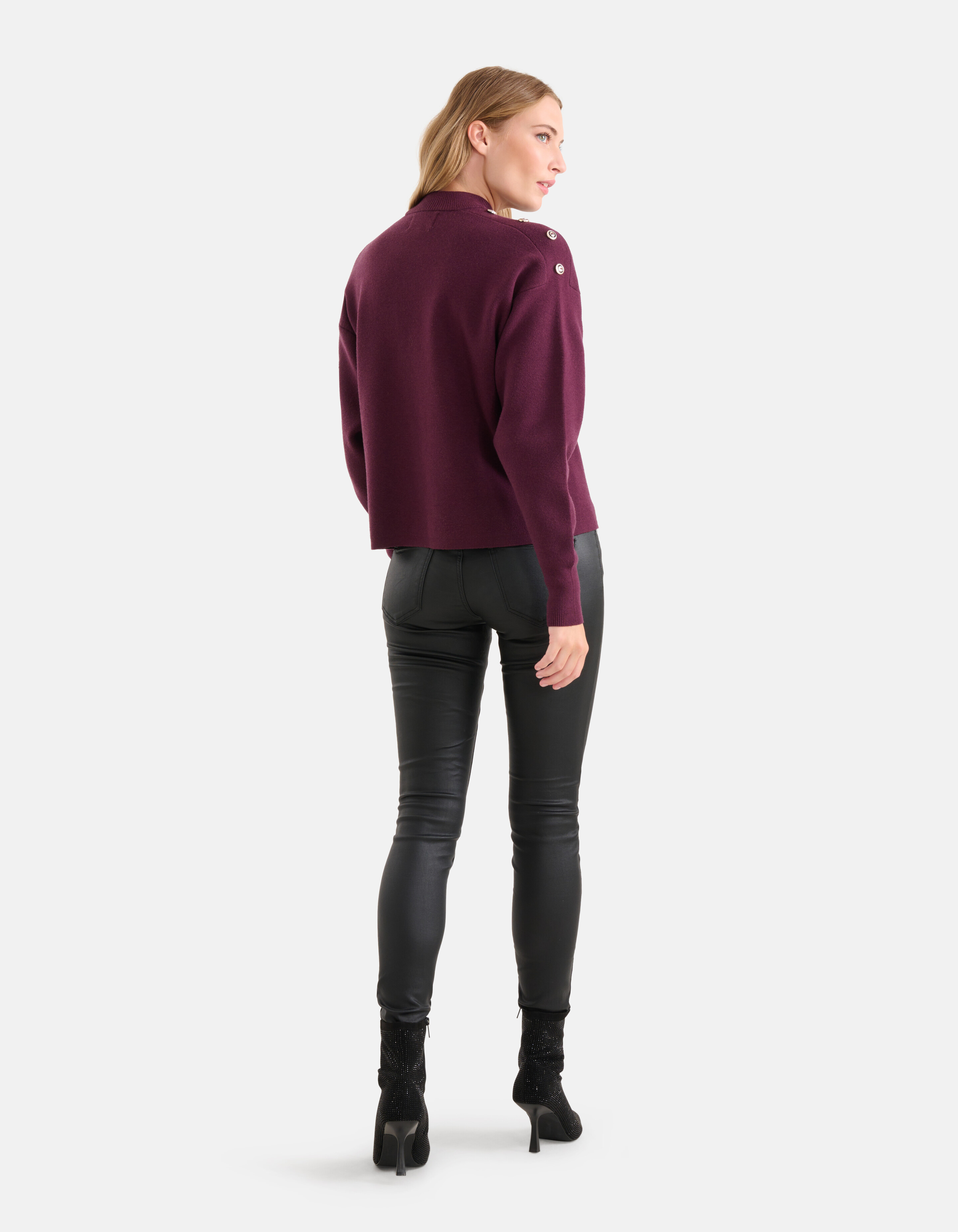 Strickpullover mit Knöpfen Dunkelrot SHOEBY WOMEN