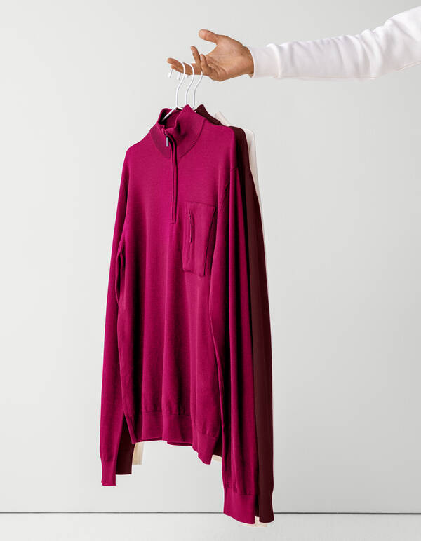 Rollkragenpullover mit Rei&szlig;verschluss Bordeaux SHOEBY MEN