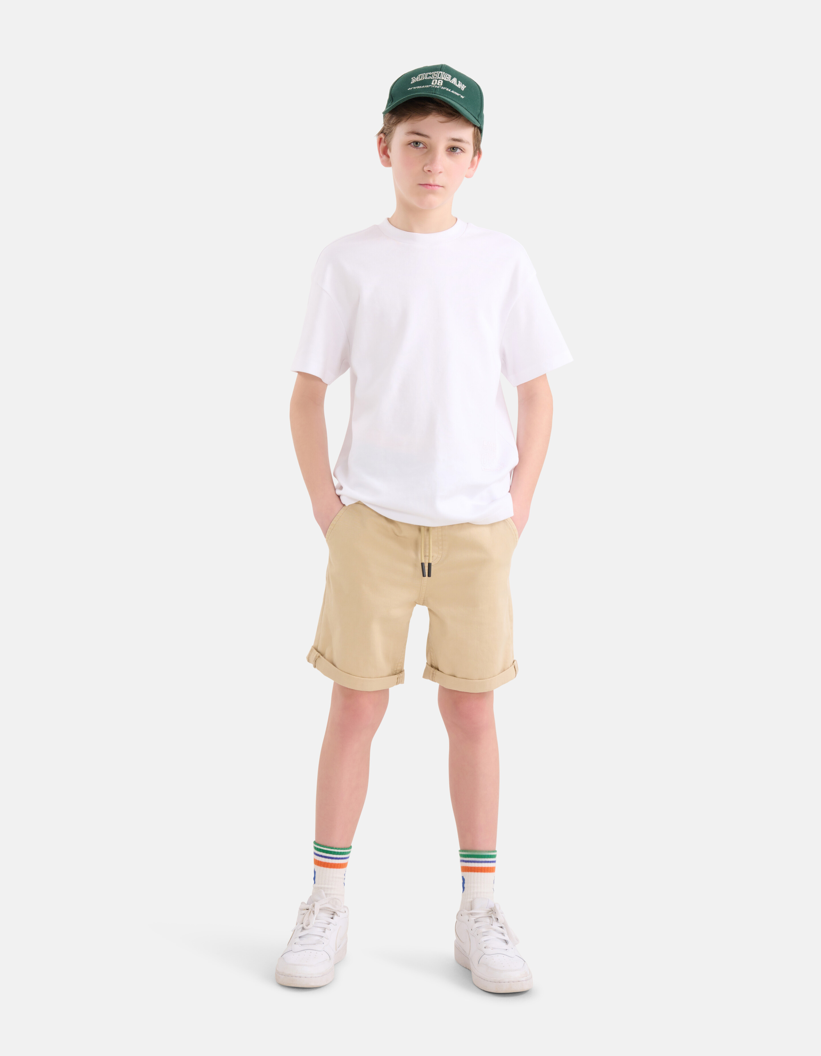 Lässige Twill-Shorts Beige SHOEBY BOYS