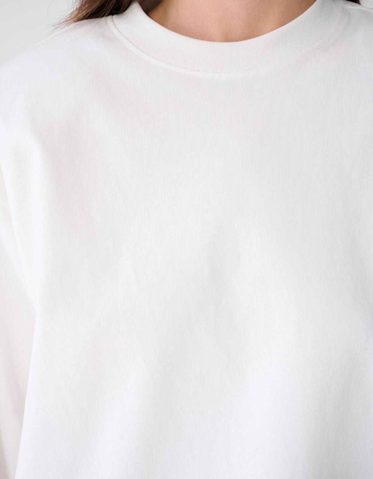 Oversized Basic Longsleeve Top Wei&szlig; SHOEBY WOMEN