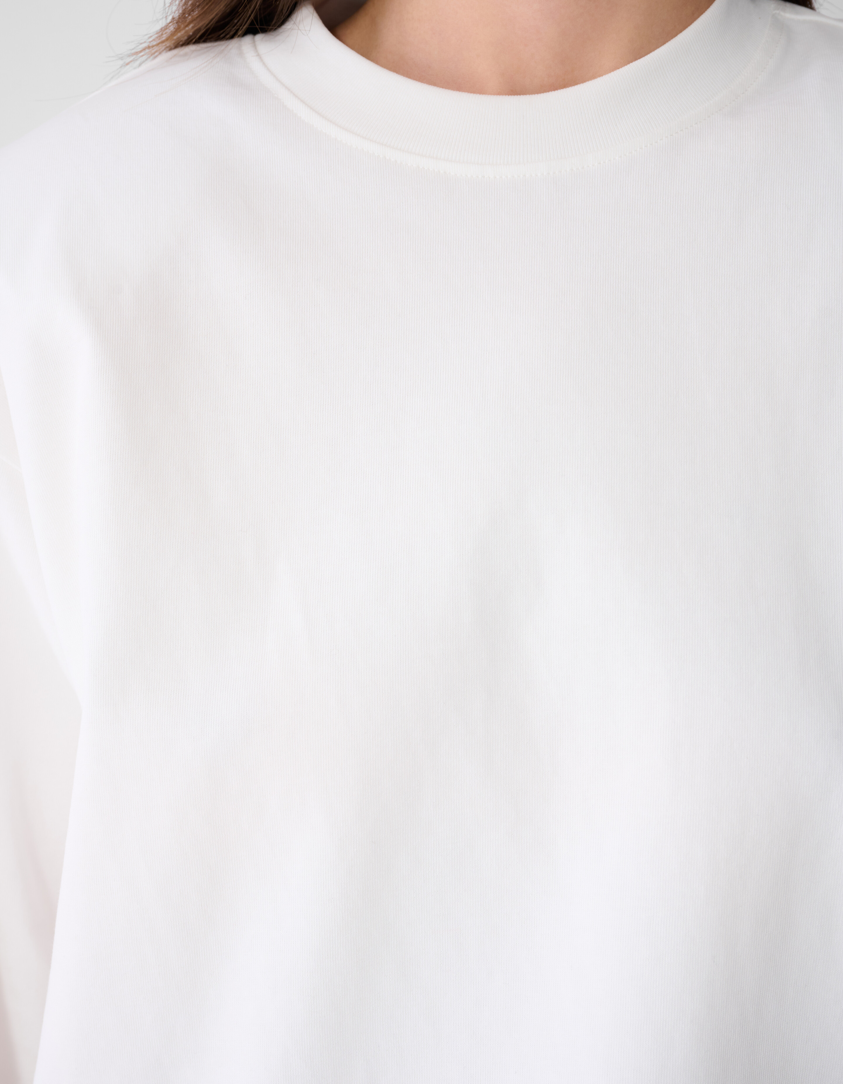 Oversized Basic Longsleeve Top Wei&szlig; SHOEBY WOMEN