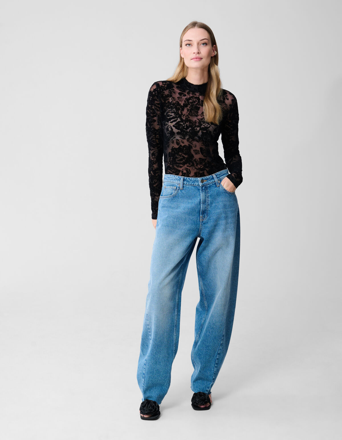 Rosen Mesh Top Schwarz SHOEBY WOMEN