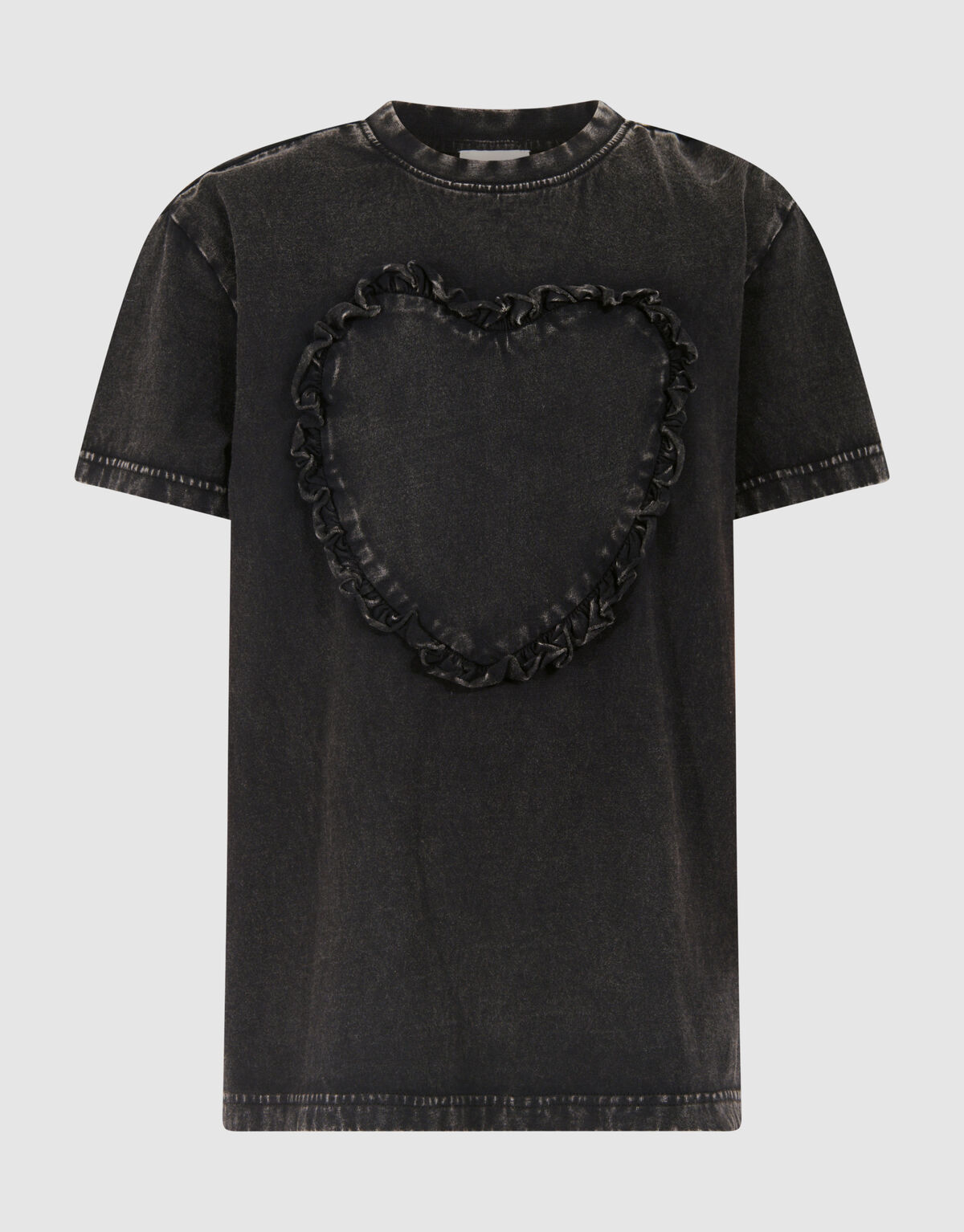 Gewaschenes Herz-T-Shirt Dunkelgrau SHOEBY GIRLS
