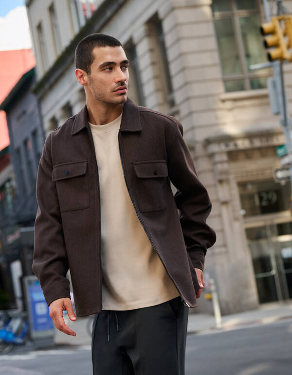 Soft Zip Overshirt Dunkelbraun SHOEBY MEN
