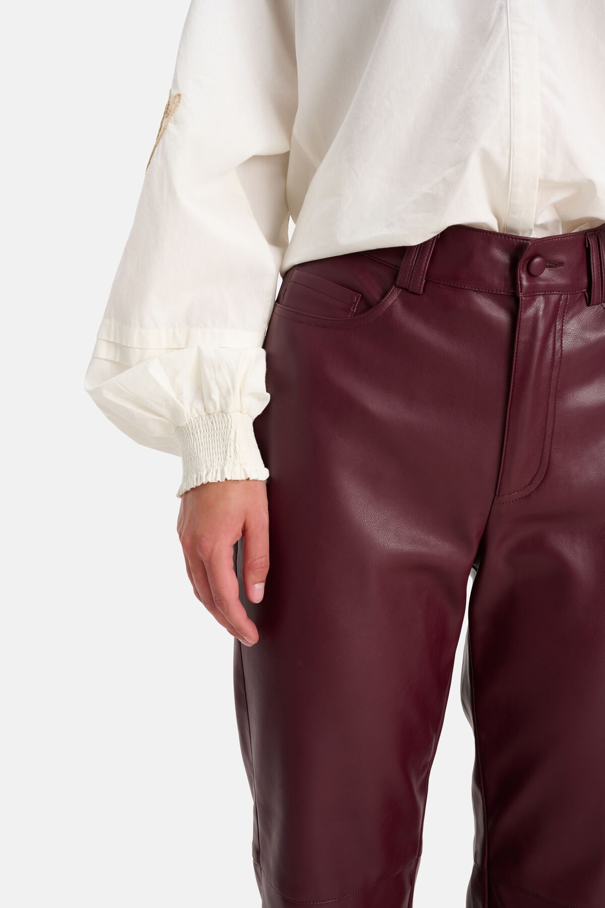 Gerade Hose aus Veganleder Dunkelrot SHOEBY WOMEN