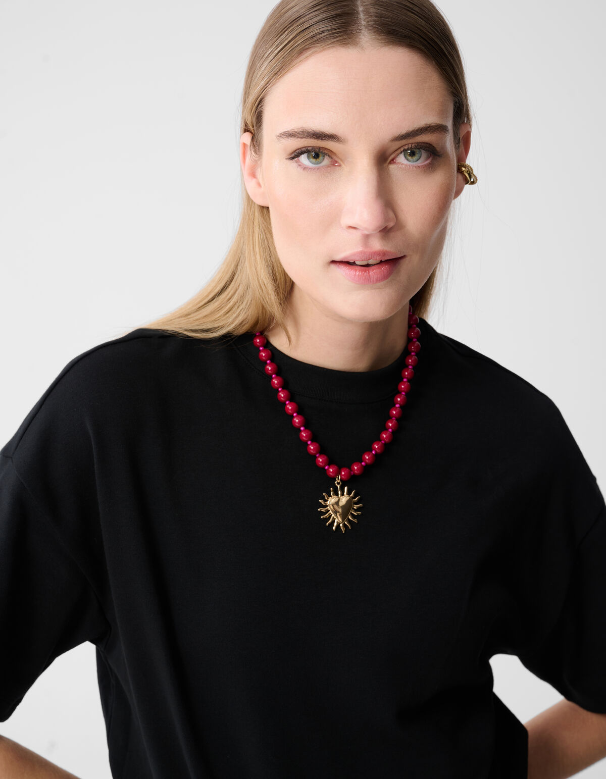 Beaded Sun Charm Kette Rot SHOEBY ACCESSOIRES