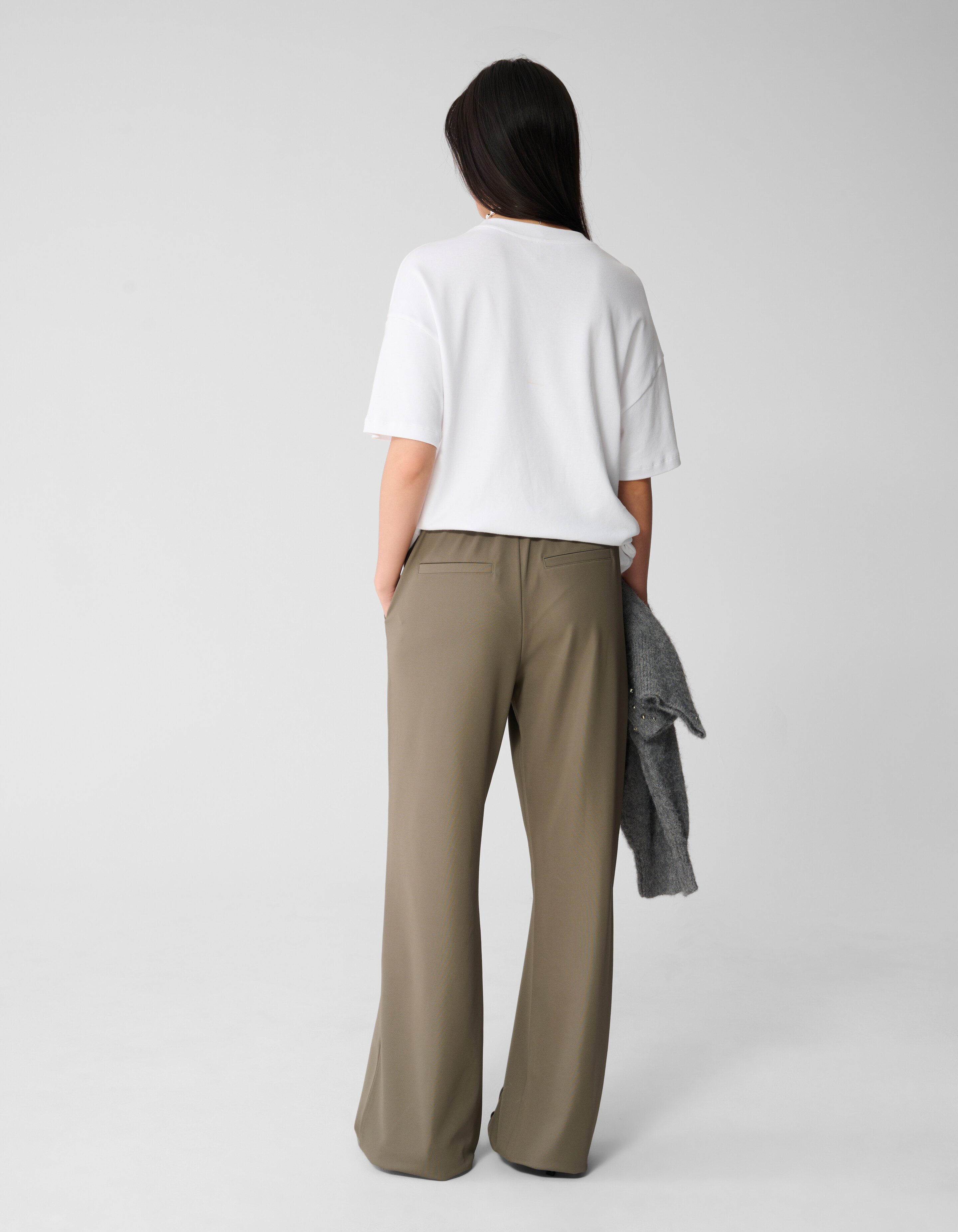 Basic Wide Leg Hose Dunkelgr&uuml;n SHOEBY WOMEN