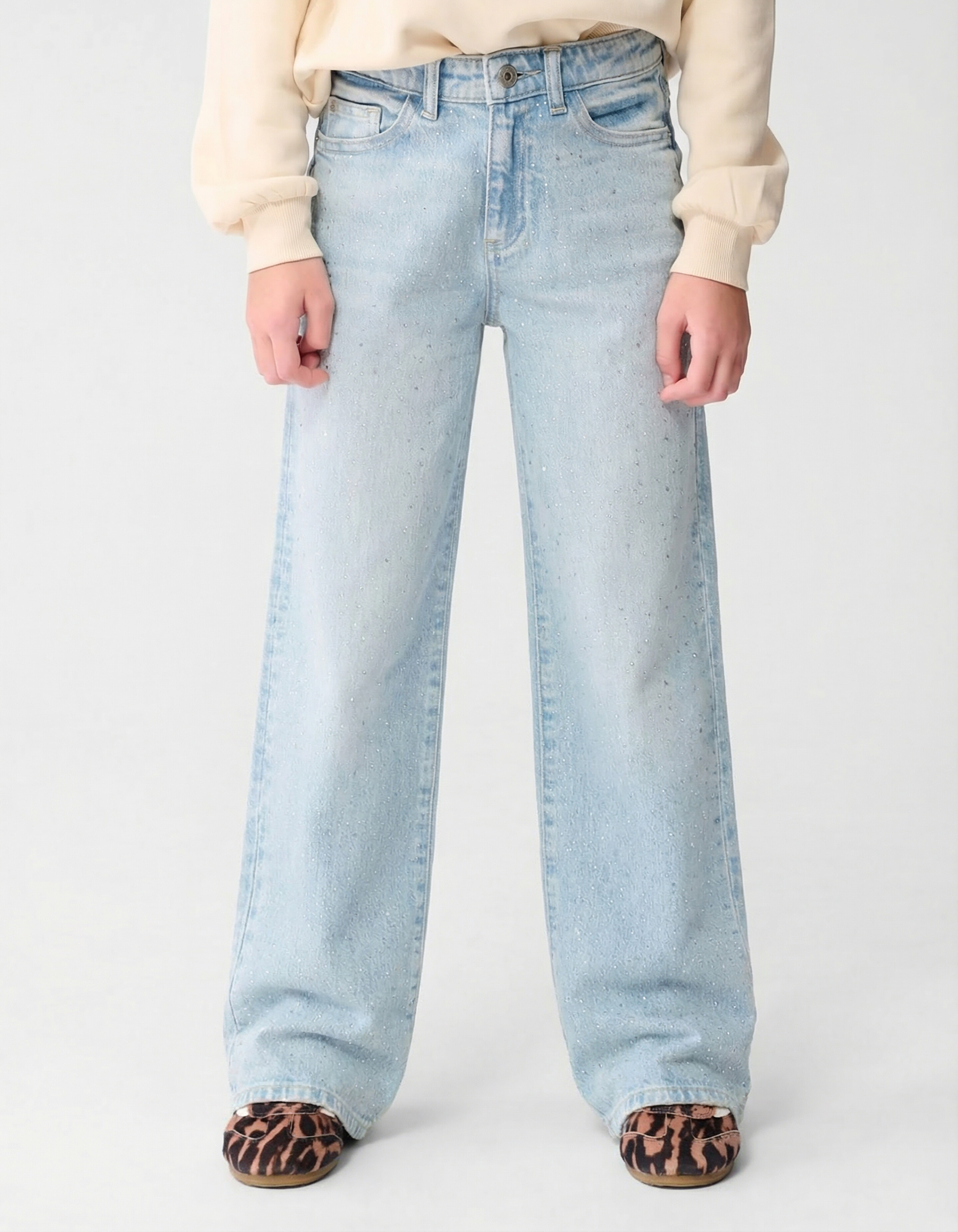 Strass Wide Leg Fit Jeans Bleached SHOEBY GIRLS